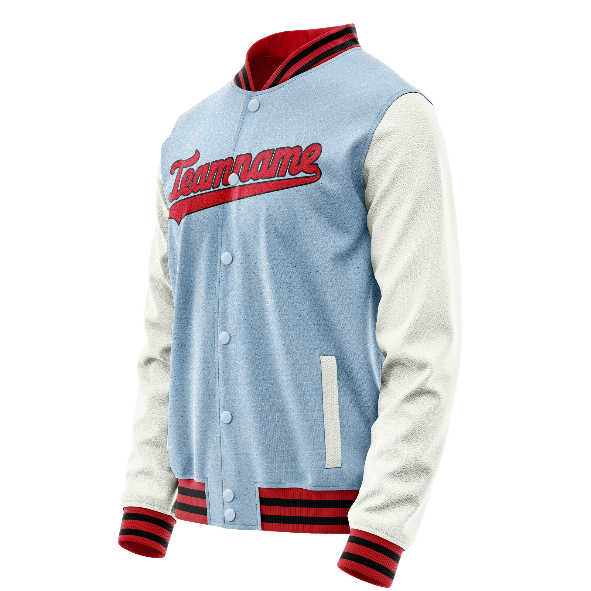 Custom Light-Blue White Solid Color Varsity Letterman Jacket JA02240617JC246