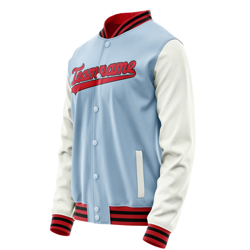 Custom Light-Blue White Solid Color Varsity Letterman Jacket JA02240617JC246