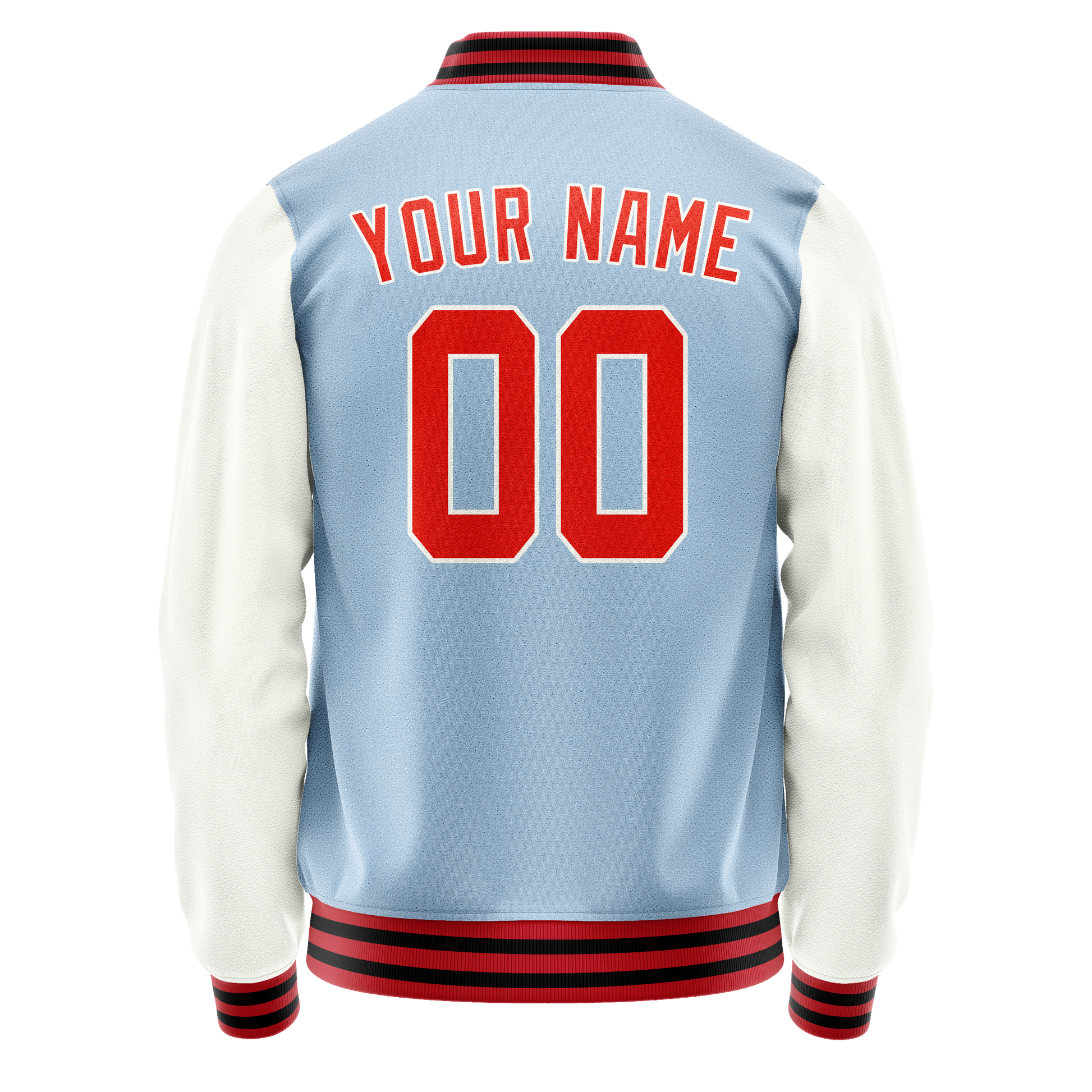 Custom Light-Blue White Solid Color Varsity Letterman Jacket JA02240617JC256