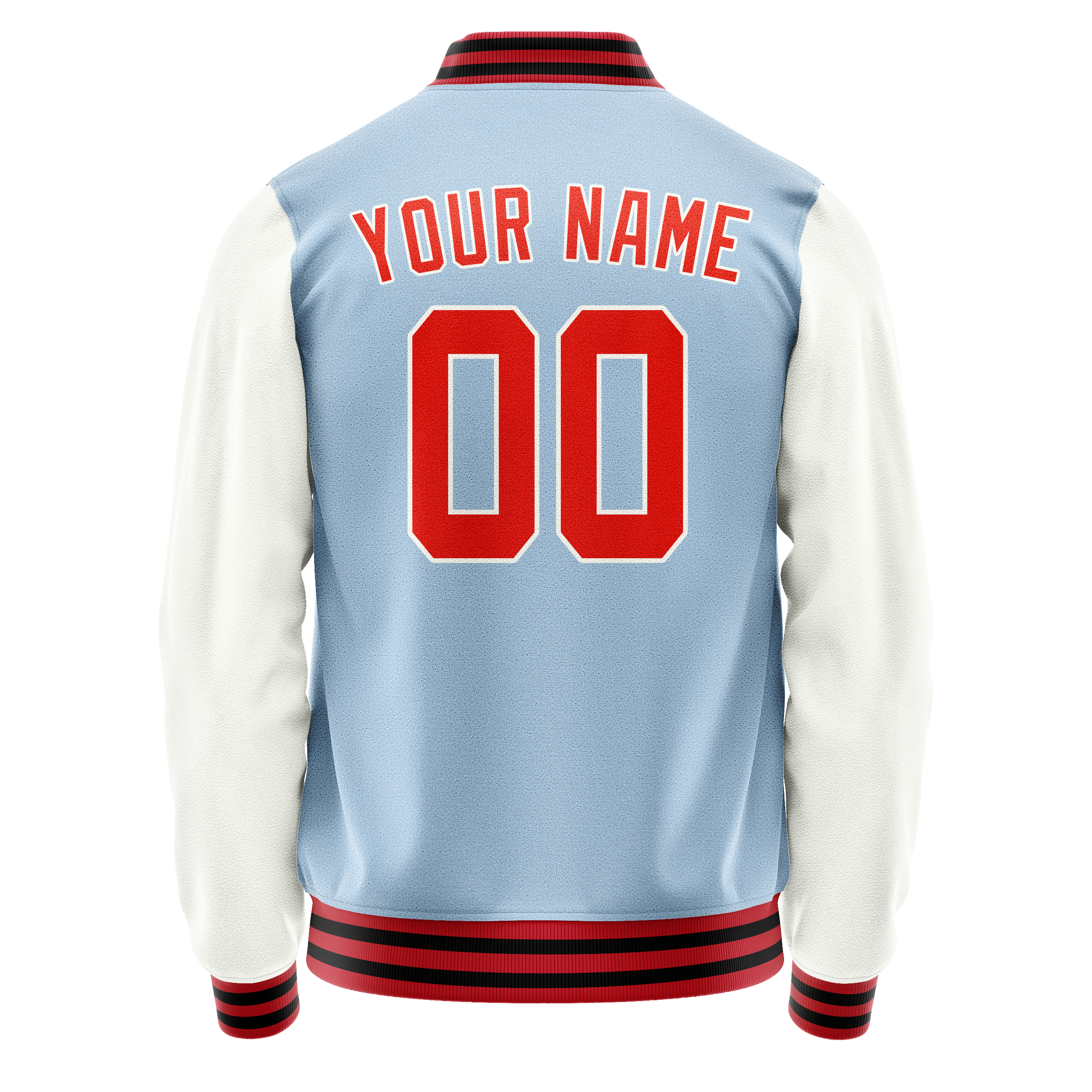 Custom Light-Blue White Solid Color Varsity Letterman Jacket JA02240617JC256