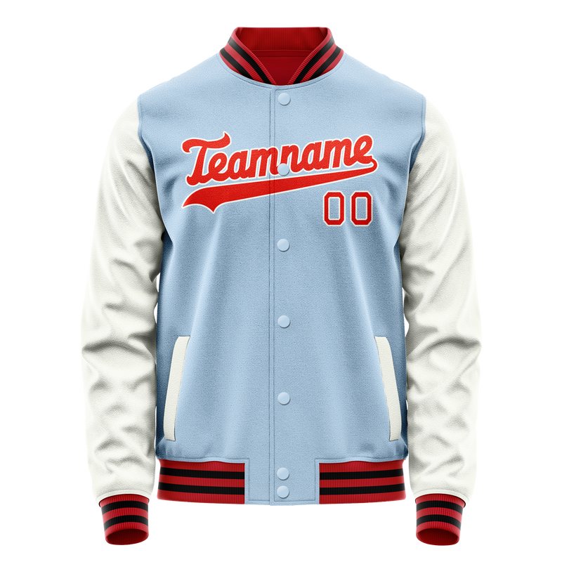Custom Light-Blue White Solid Color Varsity Letterman Jacket JA02240617JC256