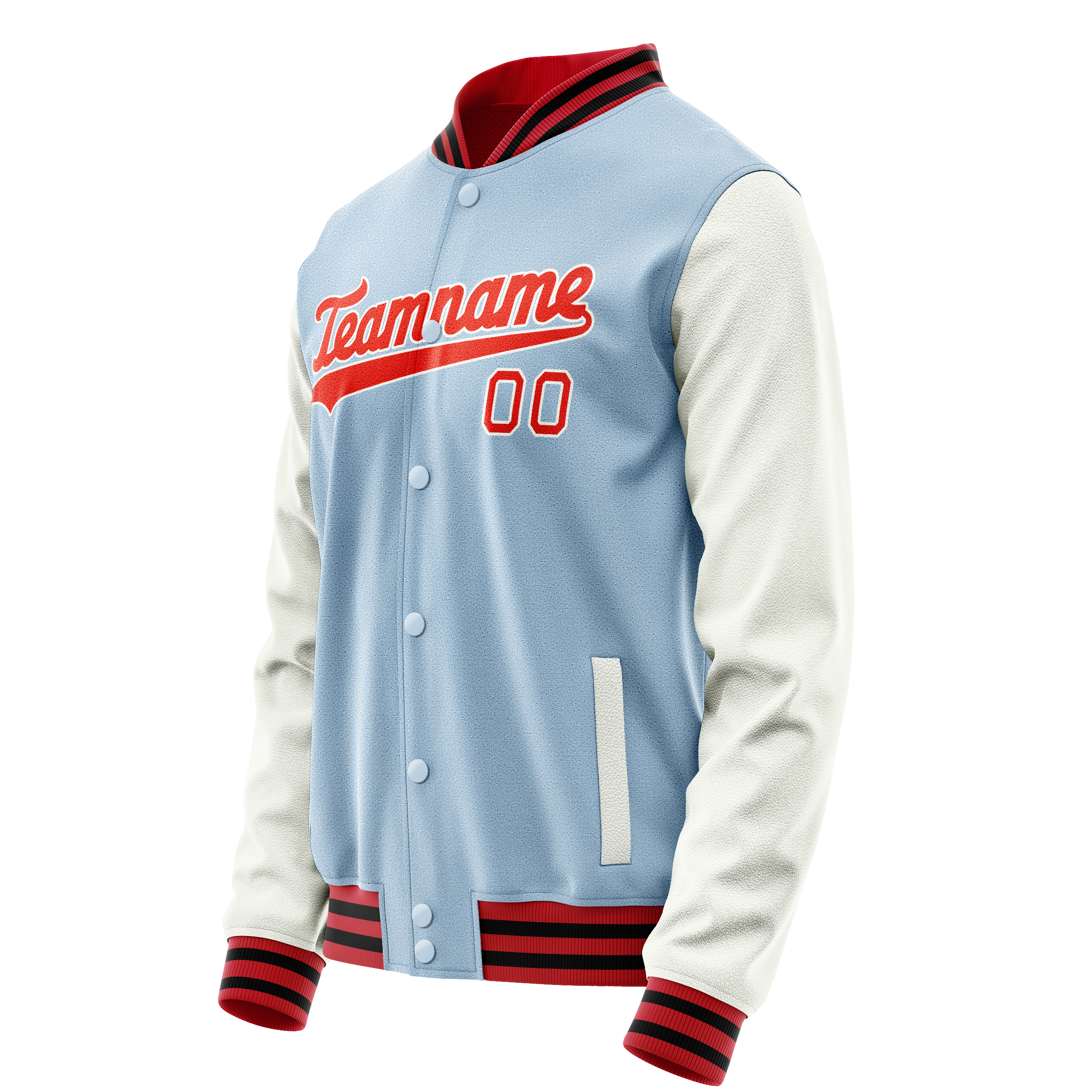 Custom Light-Blue White Solid Color Varsity Letterman Jacket JA02240617JC256
