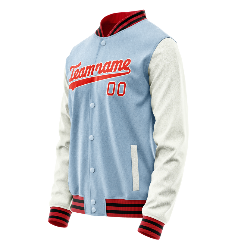 Custom Light-Blue White Solid Color Varsity Letterman Jacket JA02240617JC256