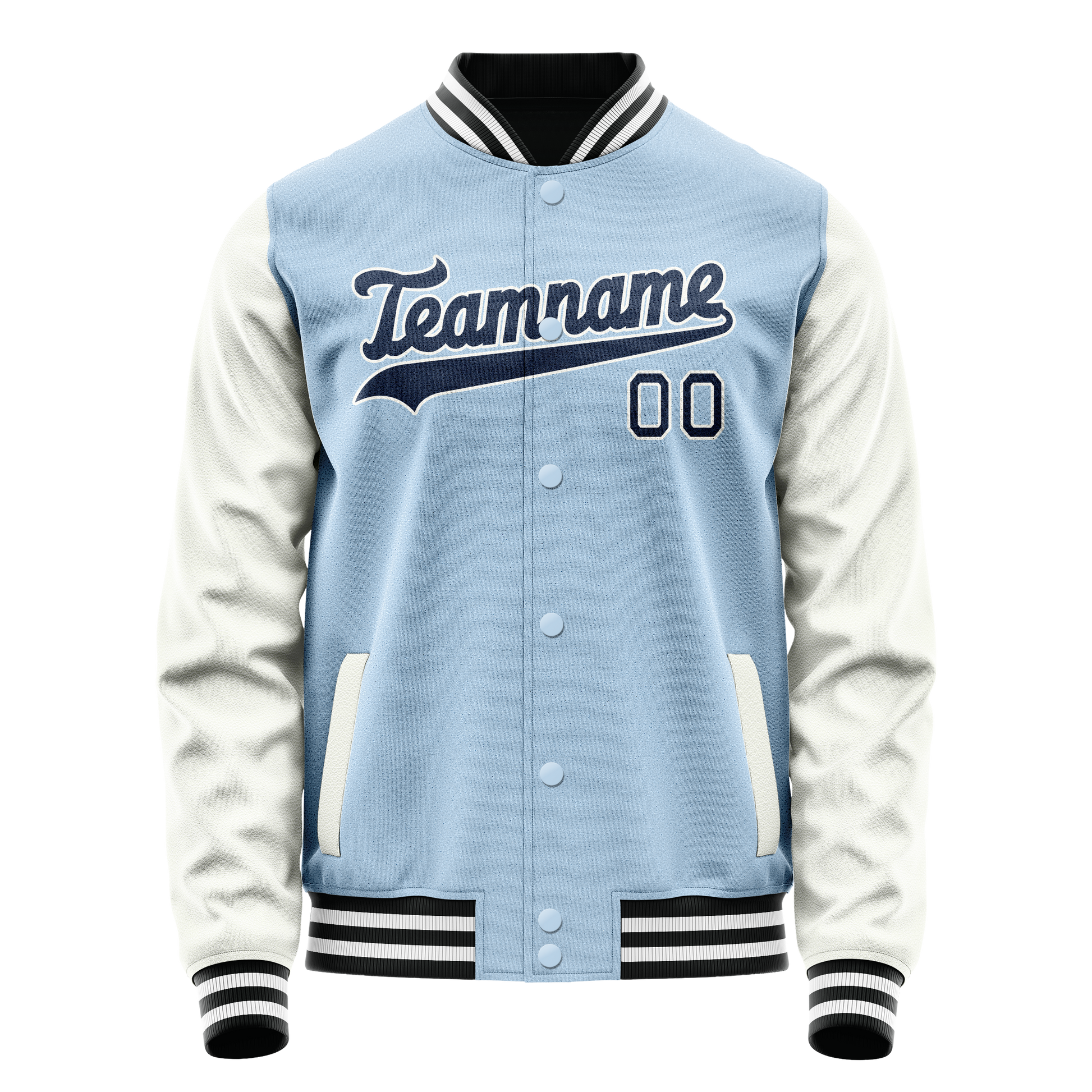 Custom Light-Blue Navy Solid Color Varsity Letterman Jacket JA02240617JC249
