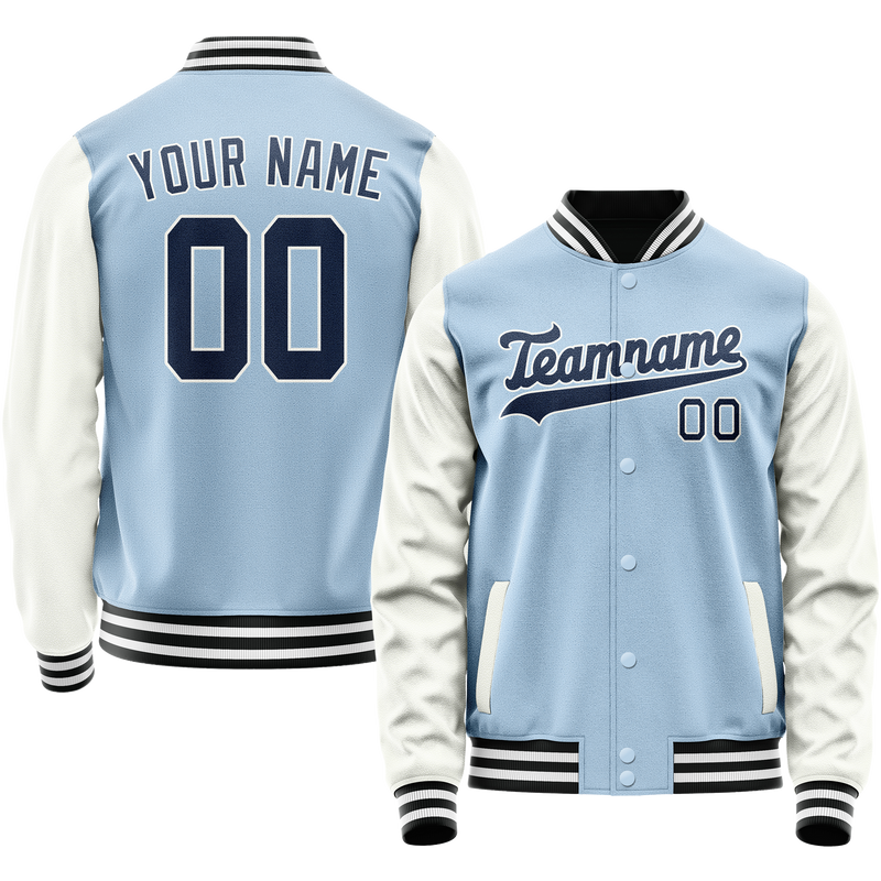 Custom Light-Blue Navy Solid Color Varsity Letterman Jacket JA02240617JC249