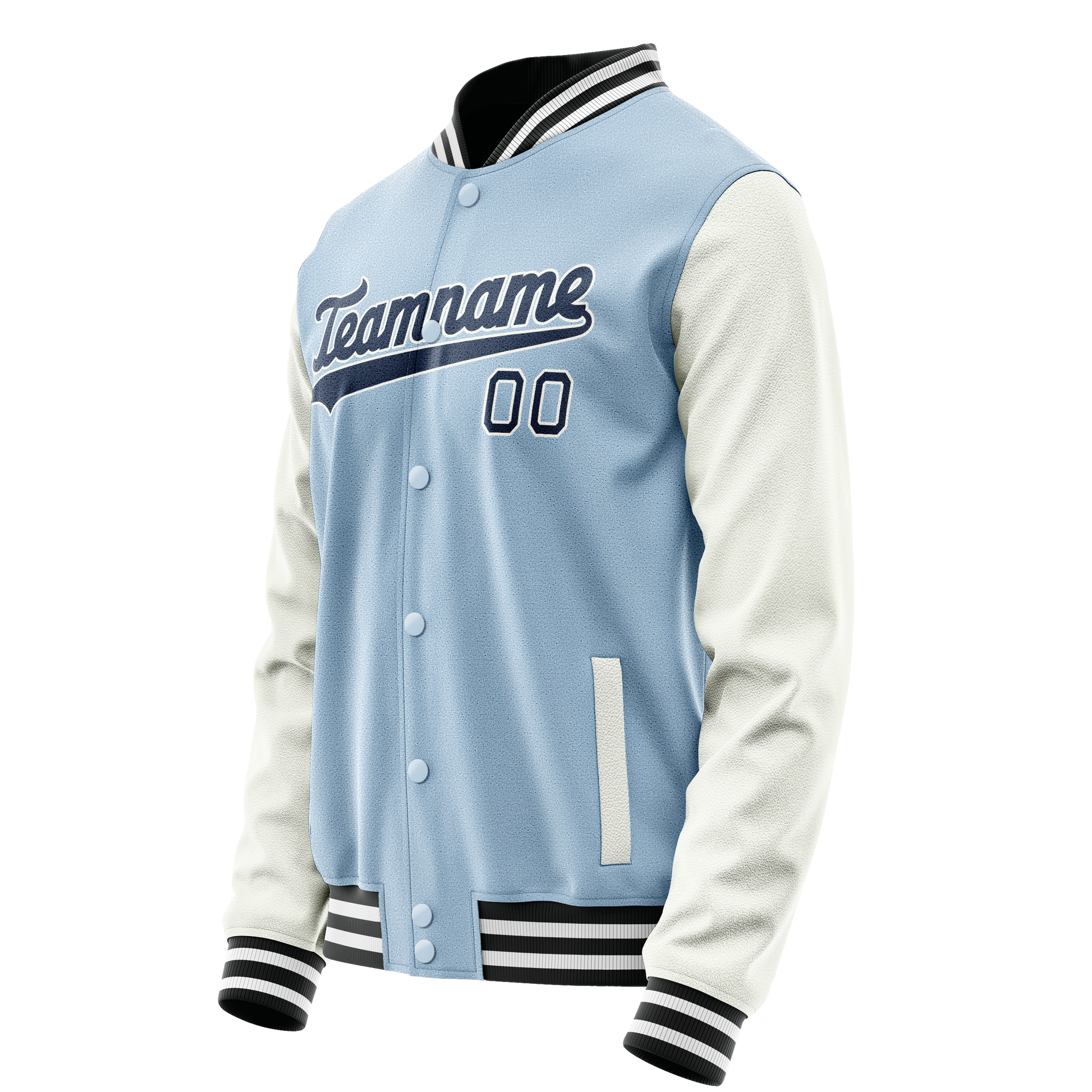 Custom Light-Blue Navy Solid Color Varsity Letterman Jacket JA02240617JC249
