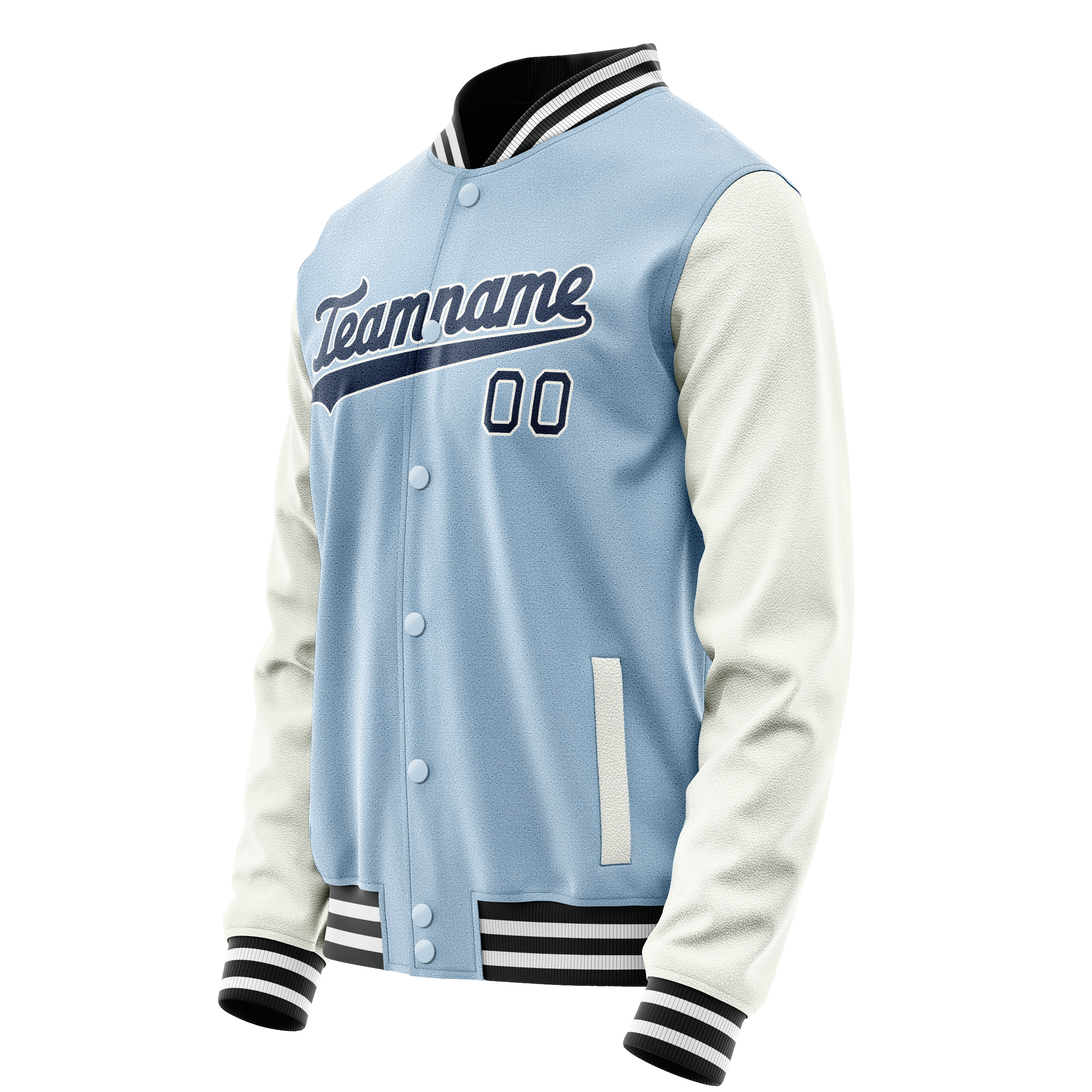 Custom Light-Blue Navy Solid Color Varsity Letterman Jacket JA02240617JC249