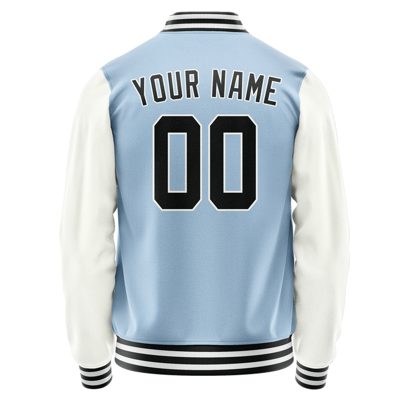 Custom Light-Blue White Solid Color Varsity Letterman Jacket JA02240617JC239