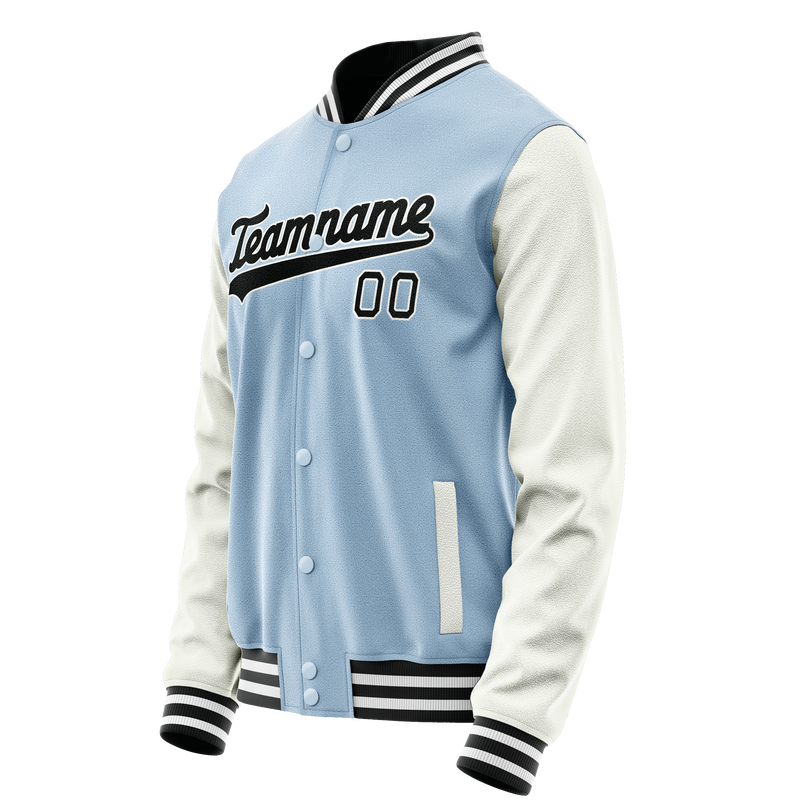 Custom Light-Blue White Solid Color Varsity Letterman Jacket JA02240617JC239