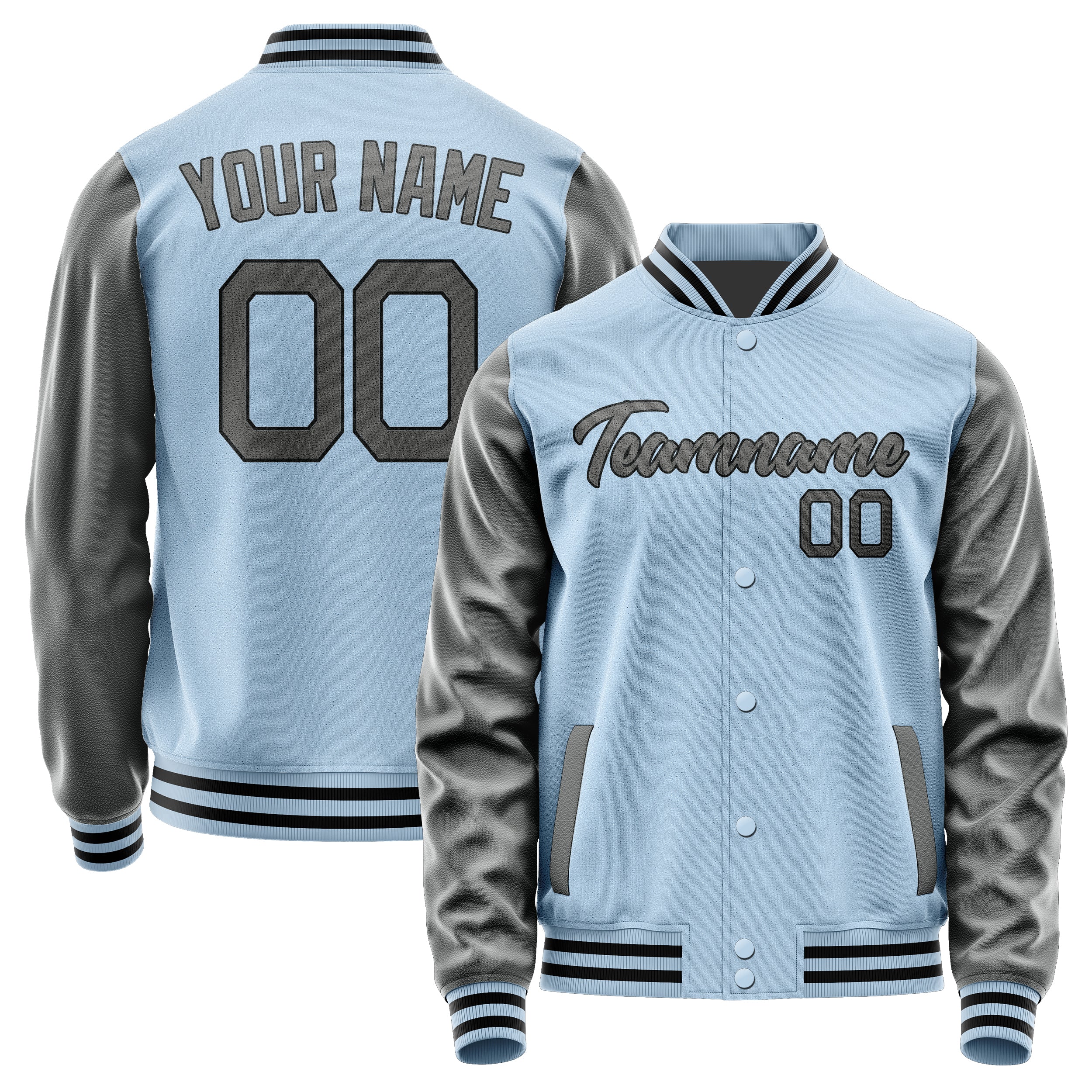 Custom Light Blue Dark Grey Jacket JA0808200817B21720