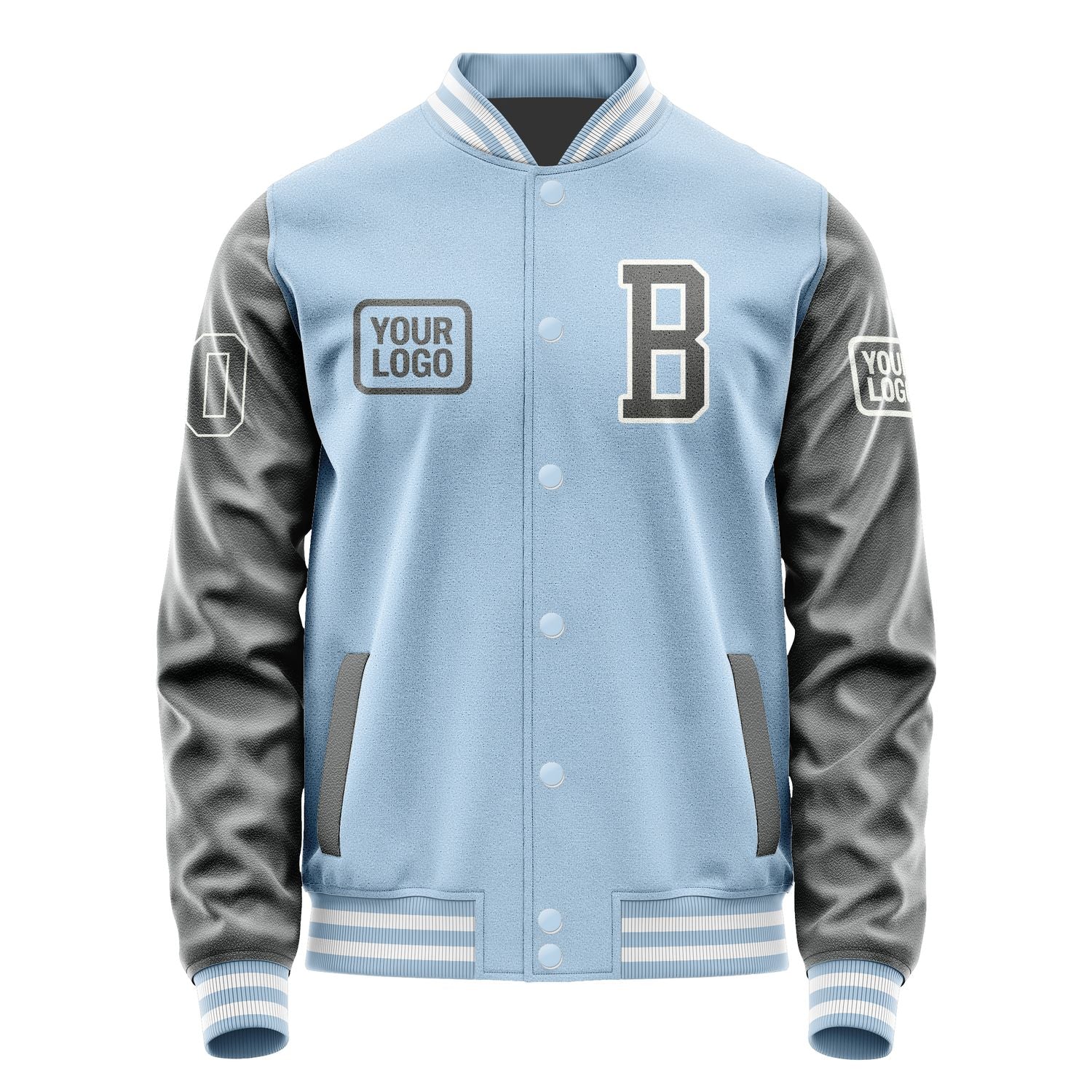 Custom Light Blue Dark Grey Jacket JA080820081818202018