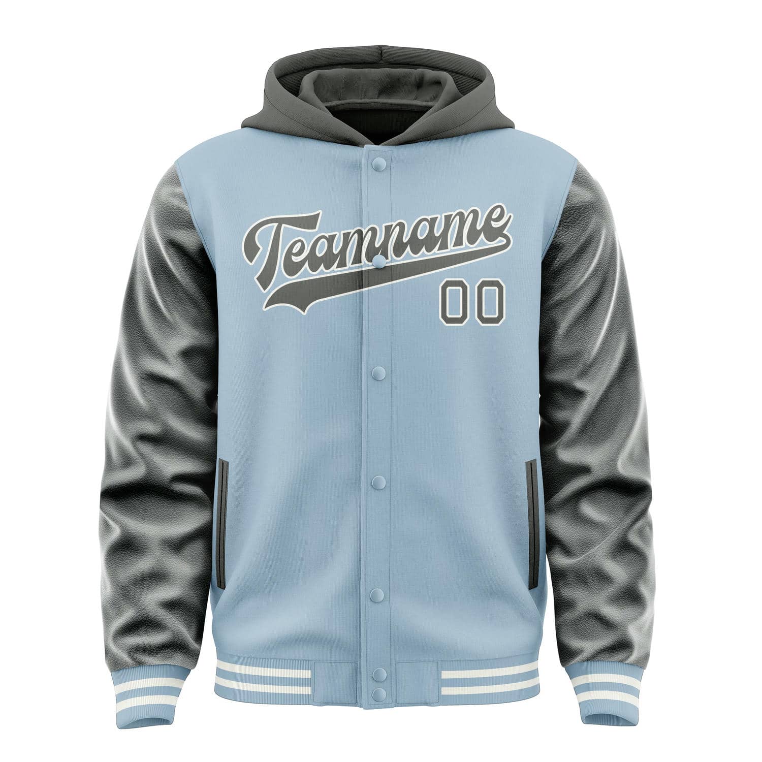Custom Light Blue Dark Grey Jacket