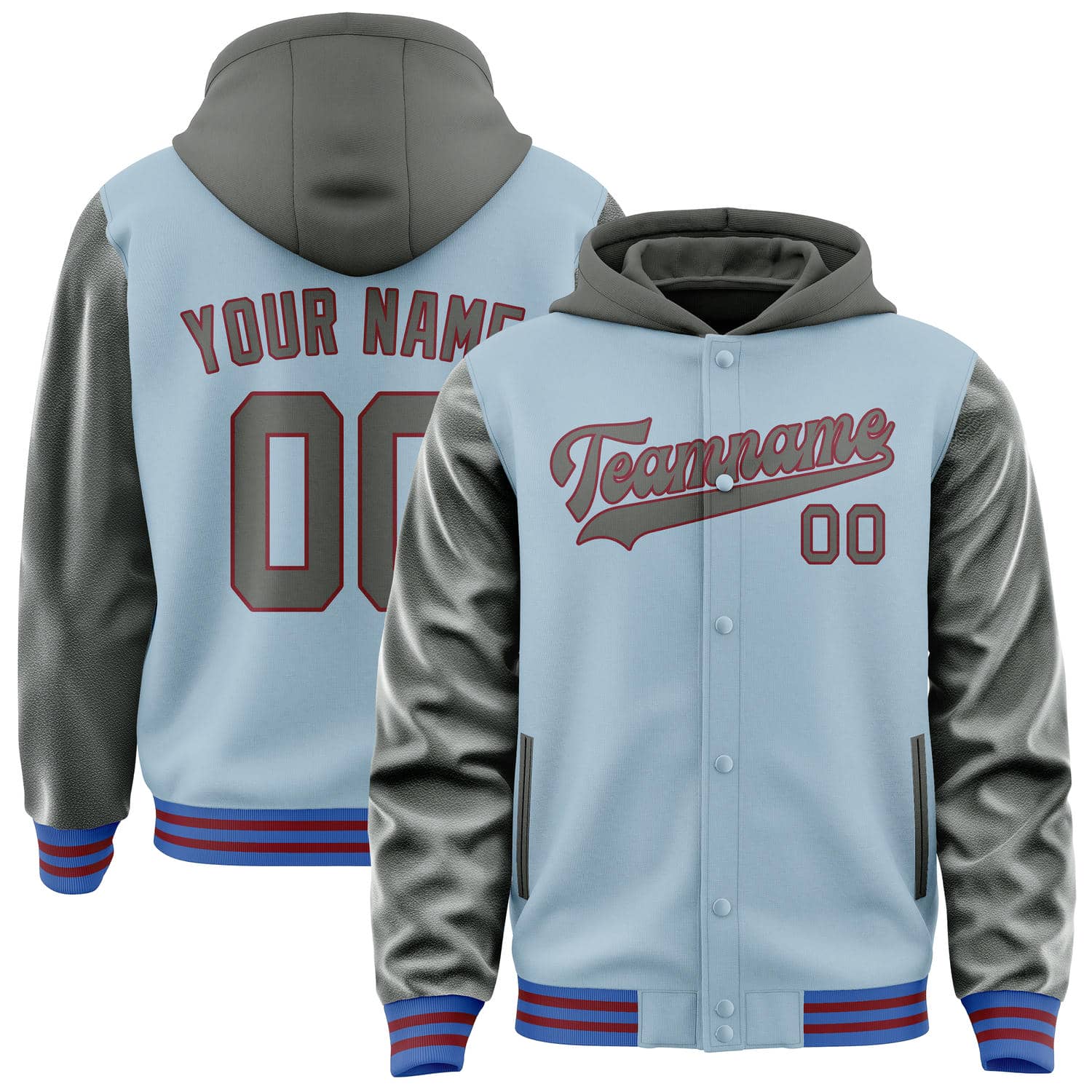 Custom Light Blue Dark Grey Jacket