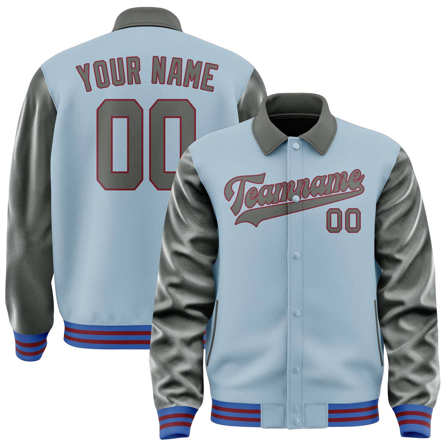 Custom Light Blue Dark Grey Jacket