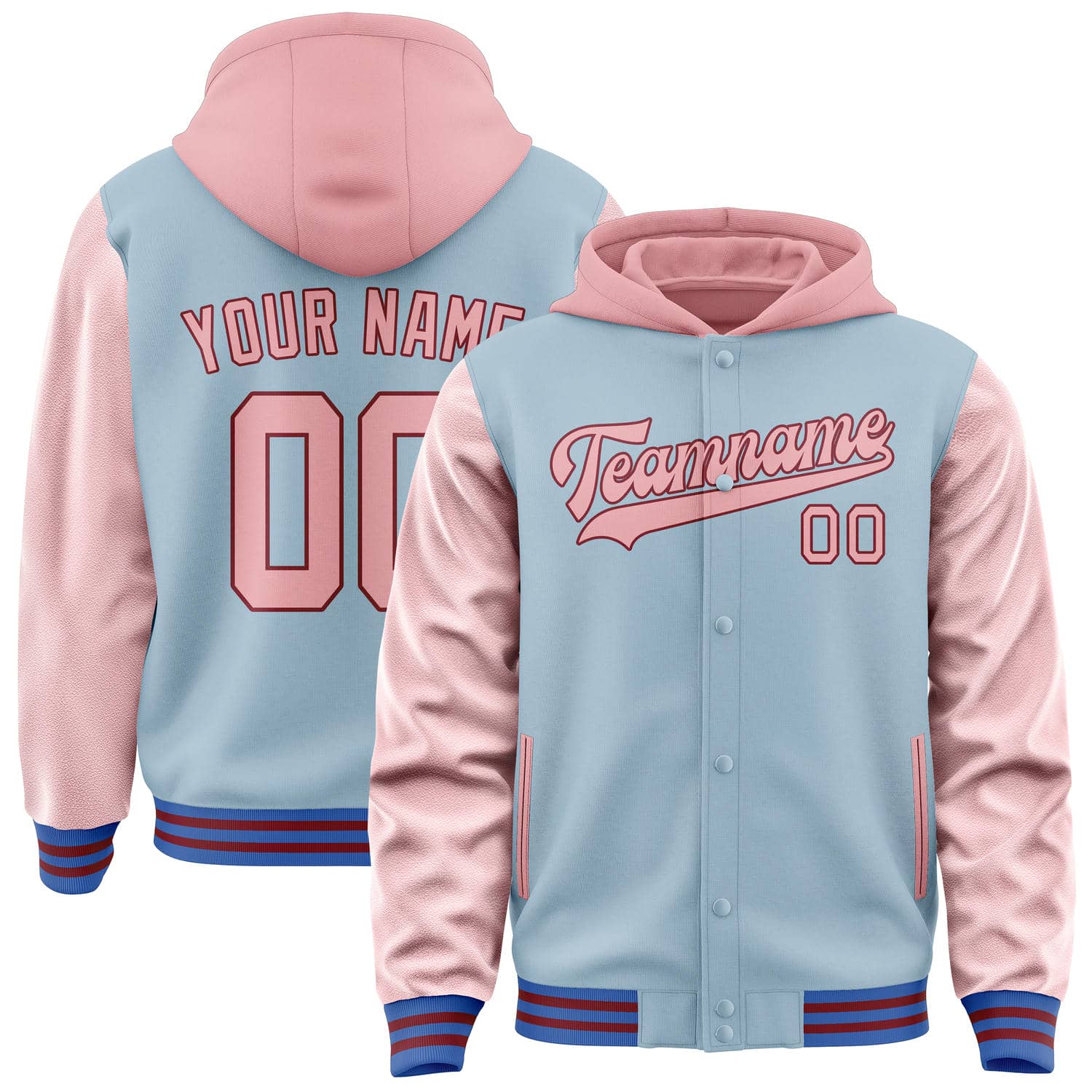 Custom Light Blue Light Pink Jacket
