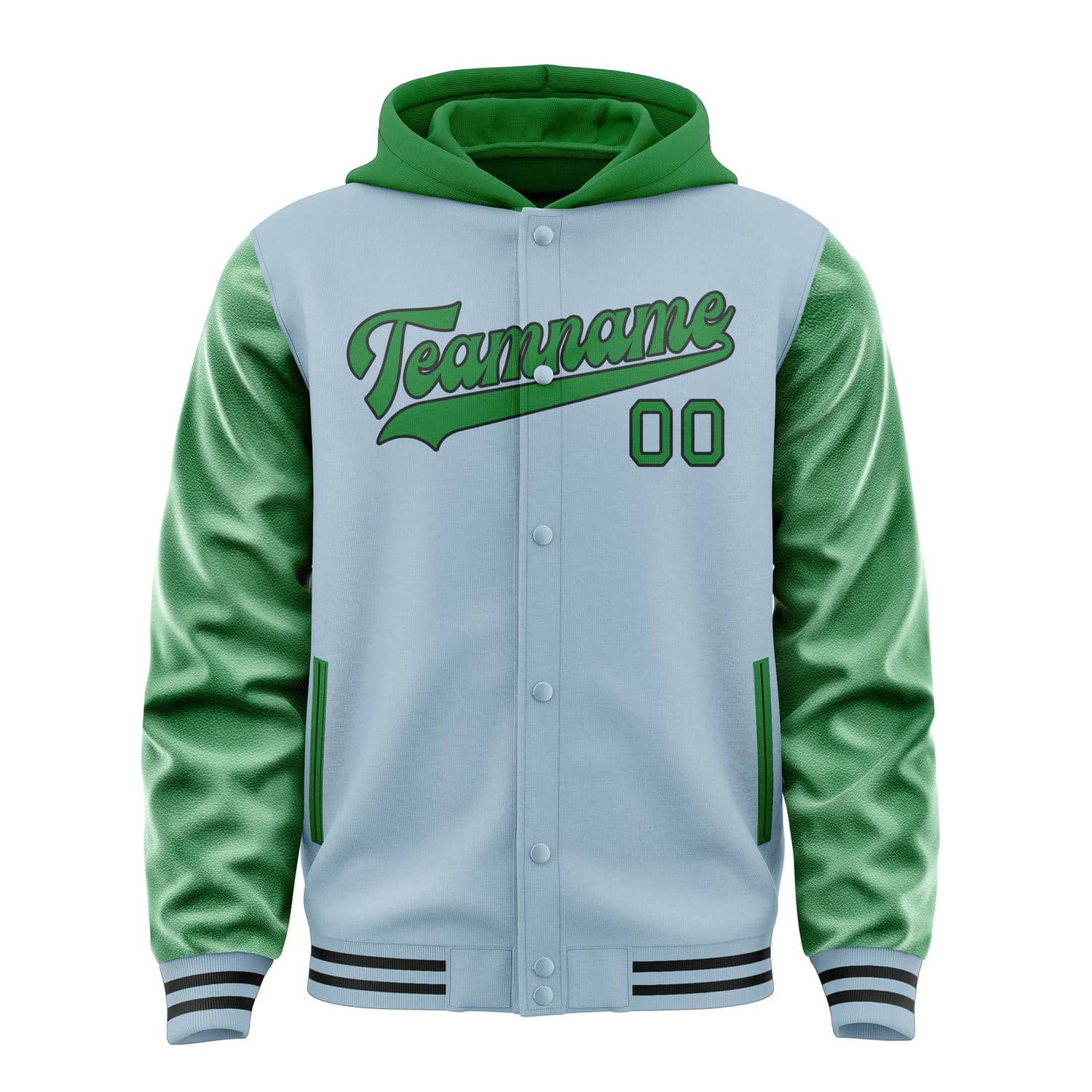 Custom Light Blue Emerald Green Jacket