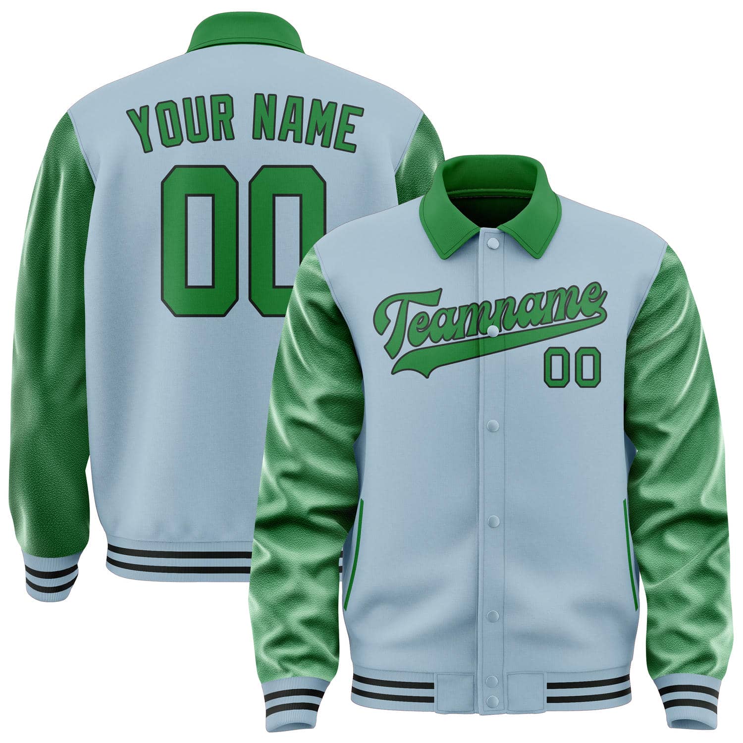 Custom Light Blue Emerald Green Jacket