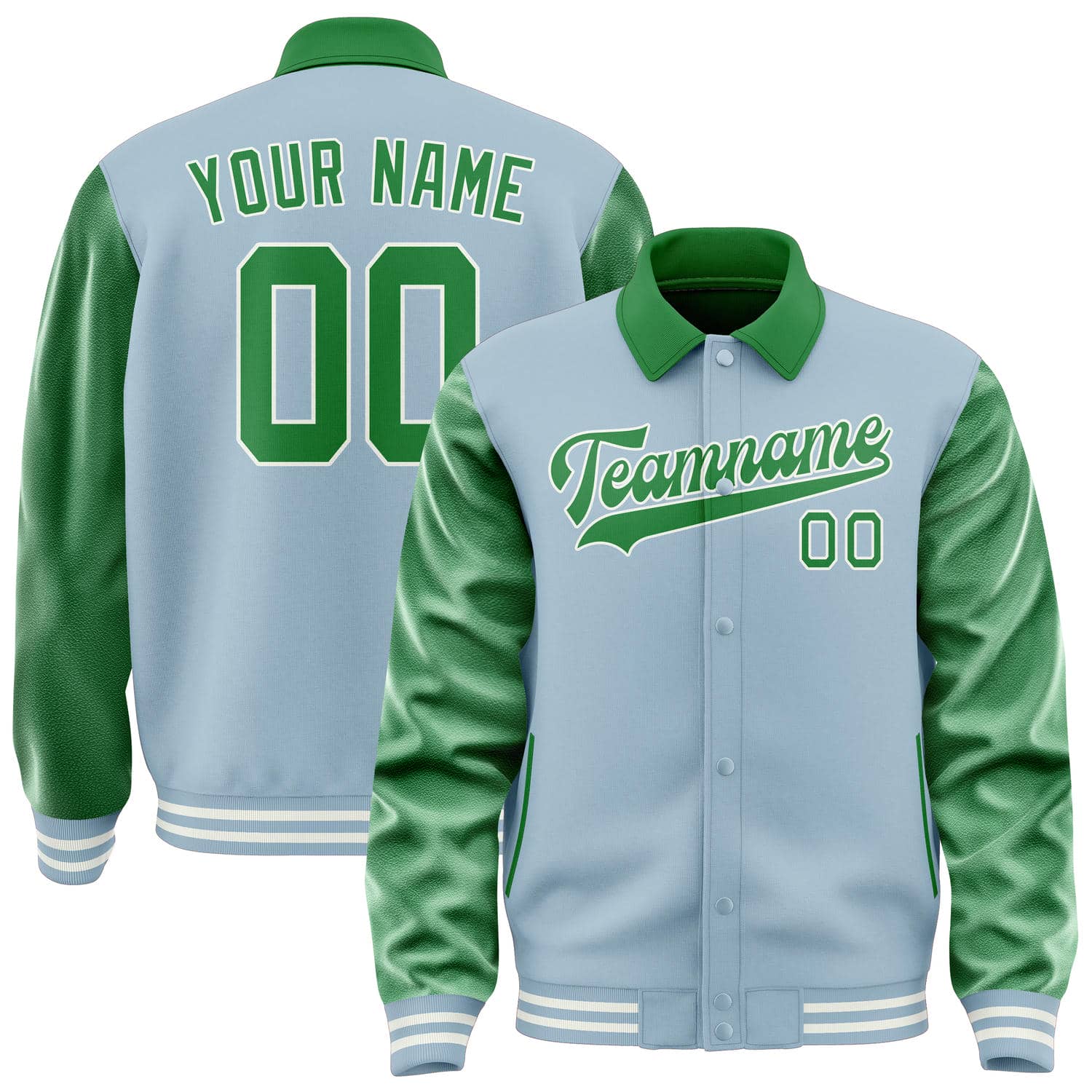 Custom Light Blue Emerald Green Jacket