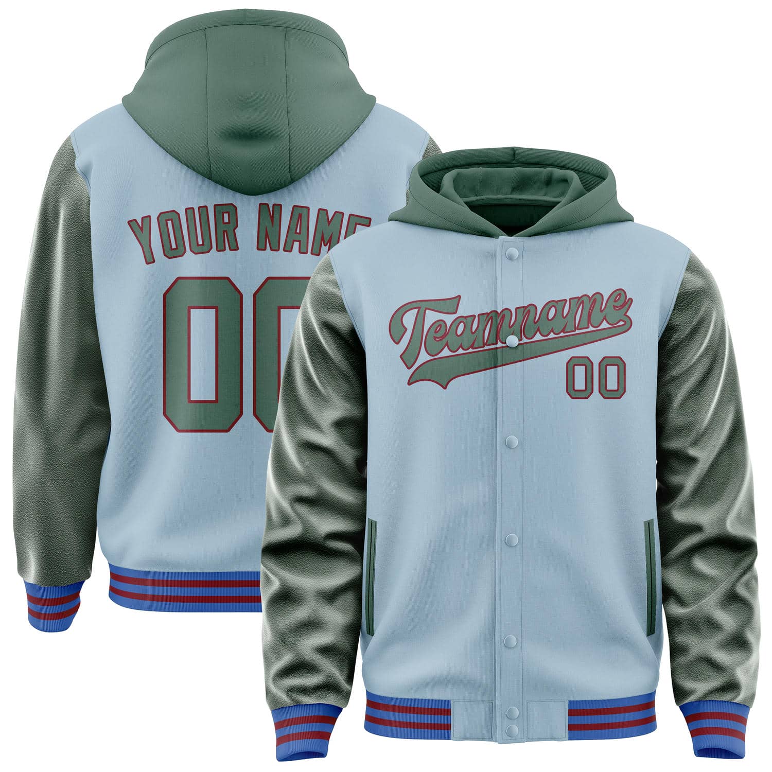 Custom Light Blue Blue Green Jacket