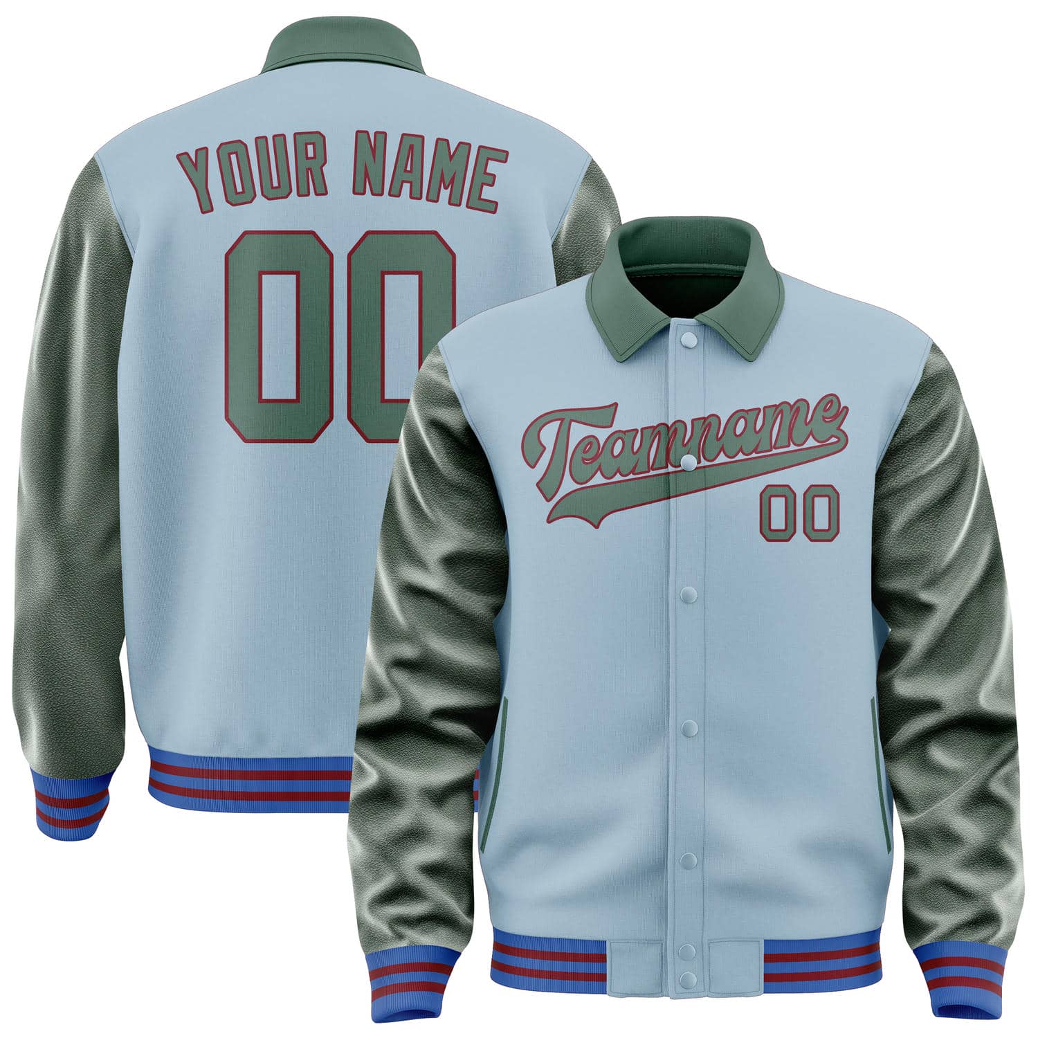 Custom Light Blue Blue Green Jacket