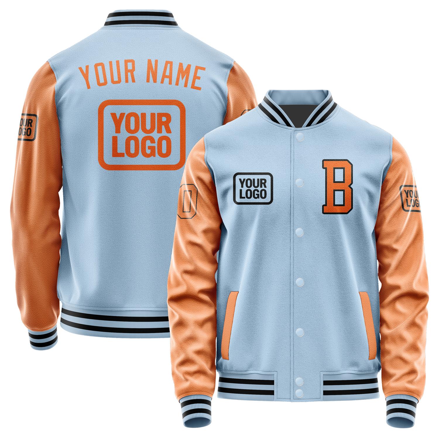Custom Light Blue Orange Jacket JA080828081717282817