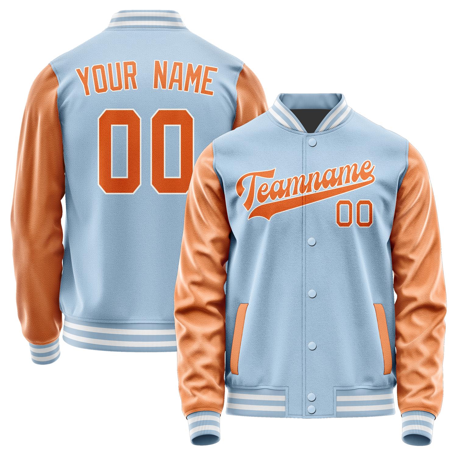 Custom Light Blue Orange Jacket JA0808280818B31828