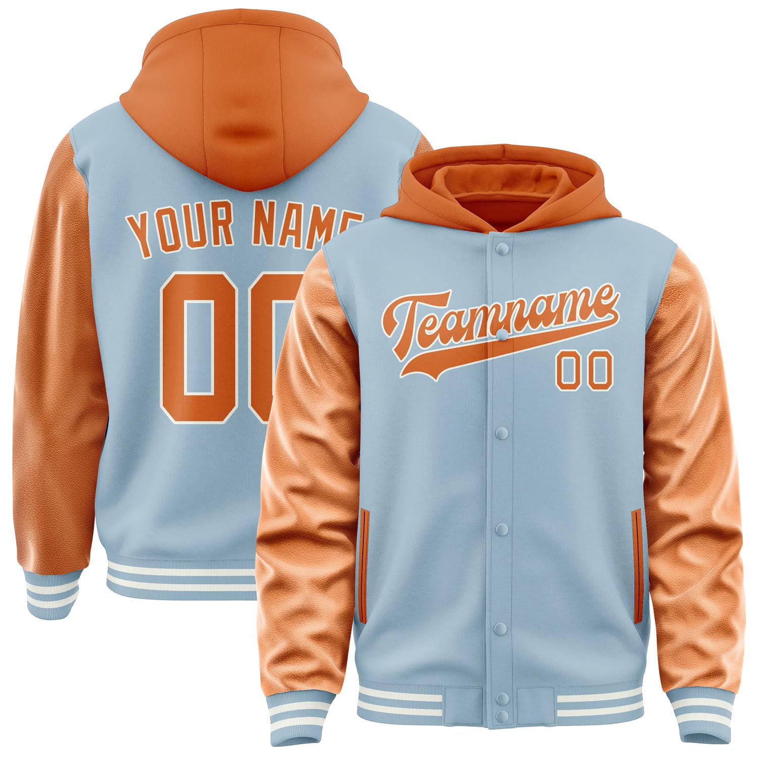 Custom Light Blue Orange Jacket