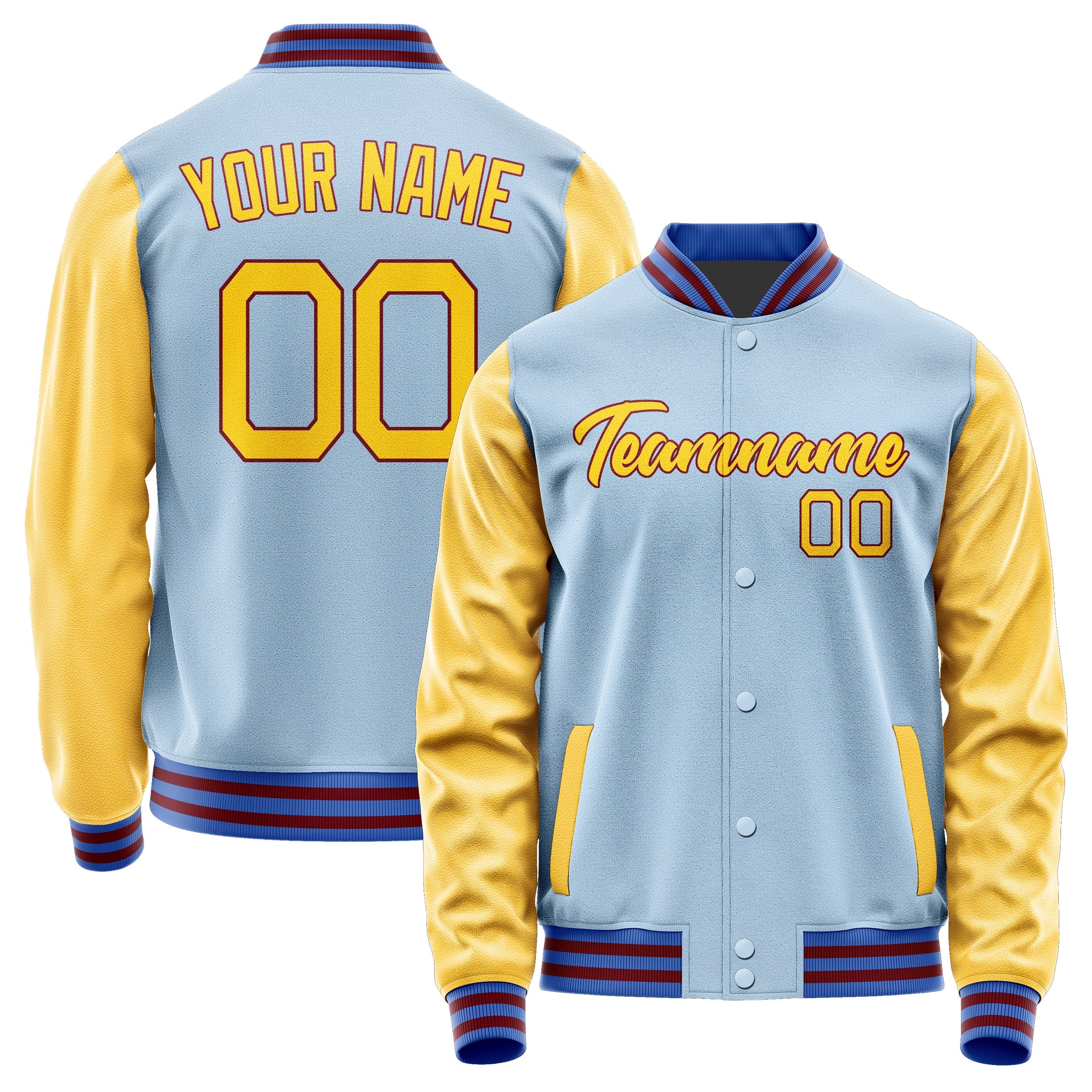 Custom Light Blue Gold Jacket JA0808300915B21530