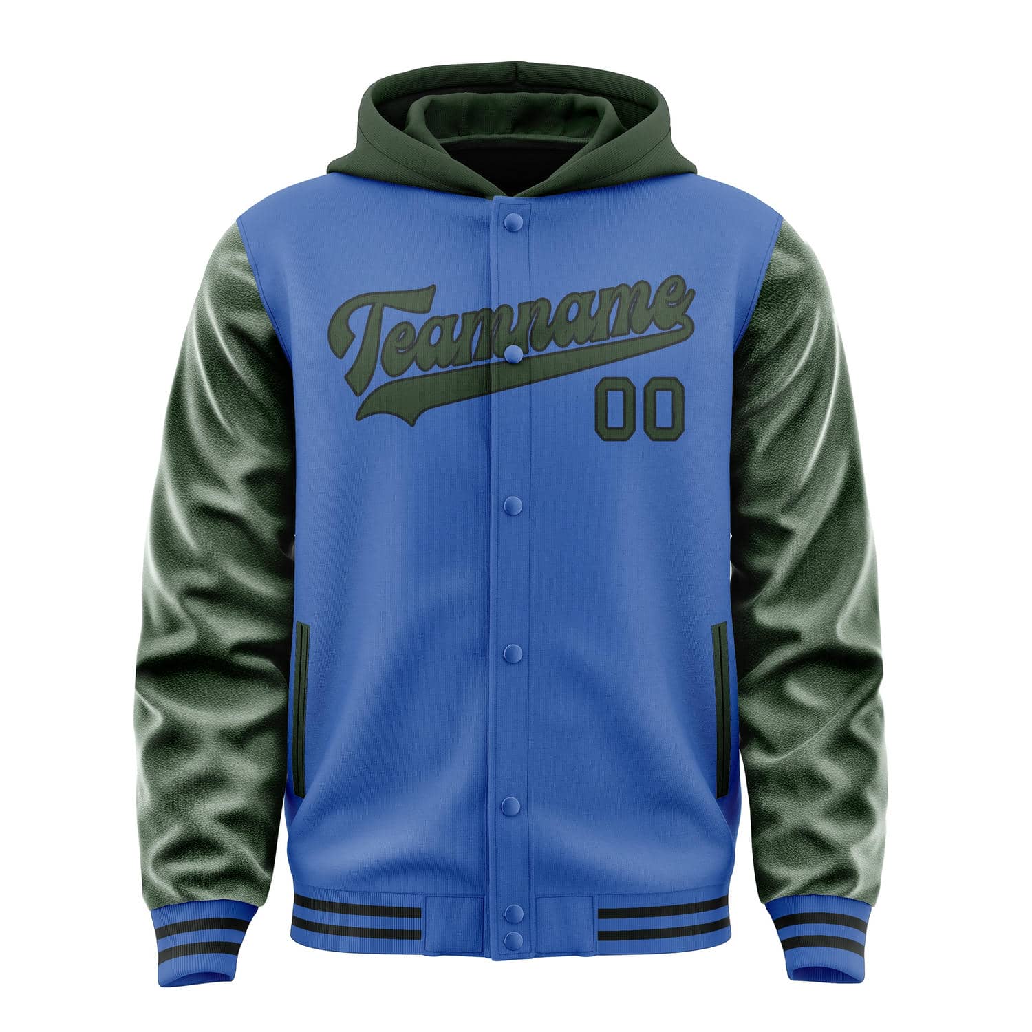 Custom Sky Blue Dark Green Jacket