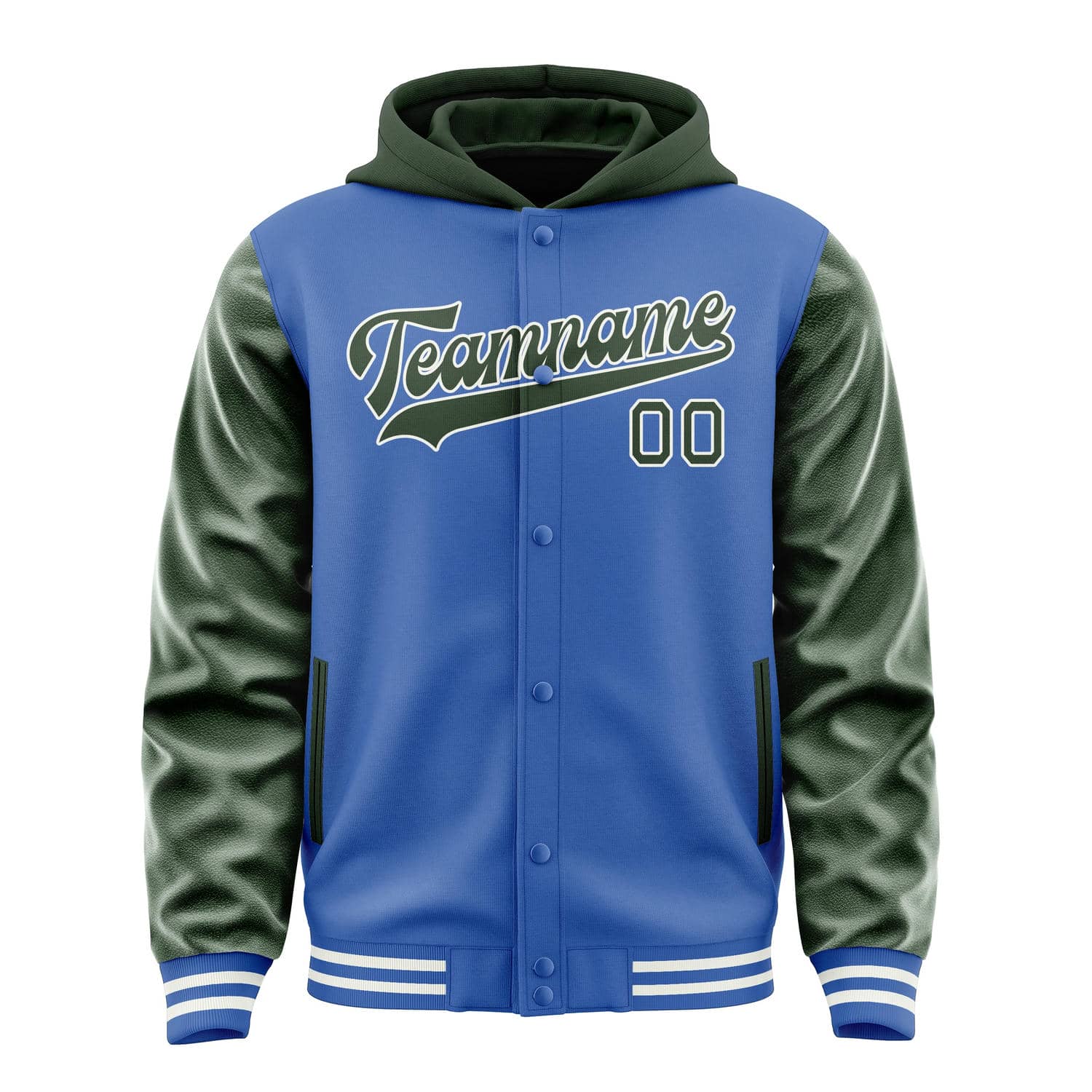 Custom Sky Blue Dark Green Jacket