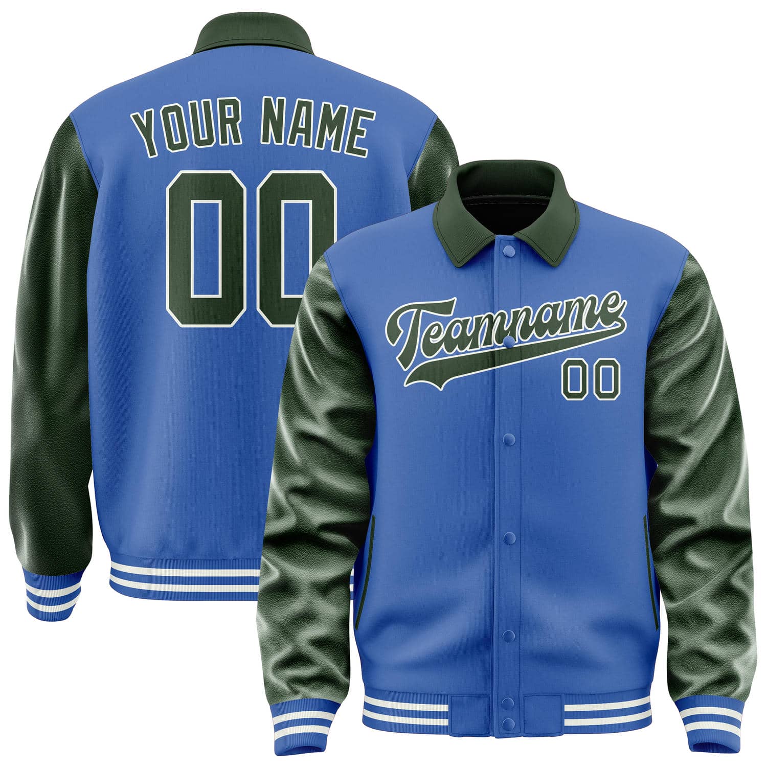 Custom Sky Blue Dark Green Jacket
