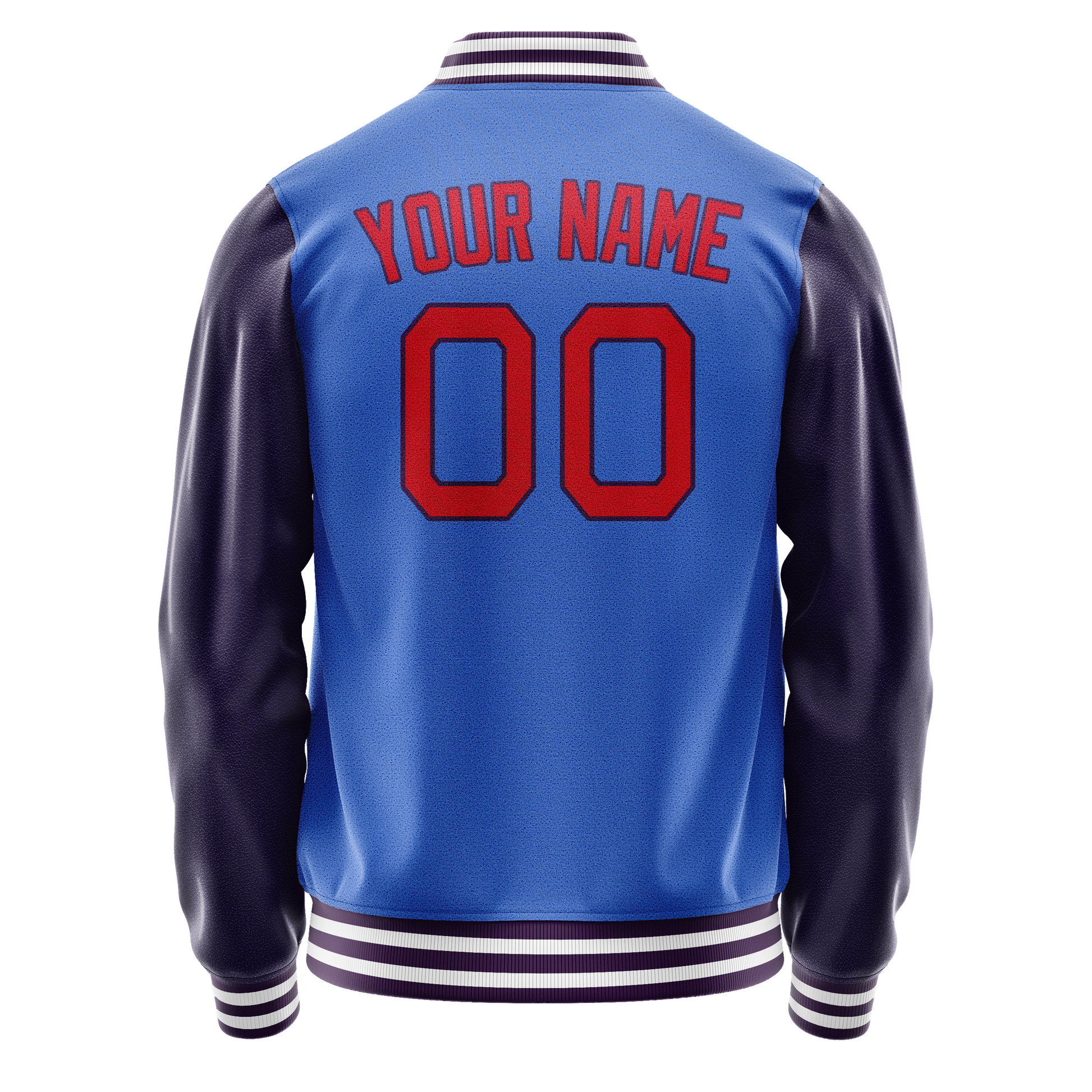 Custom Electric-Blue Purple Solid Color Varsity Letterman Jacket JA02240617YH121