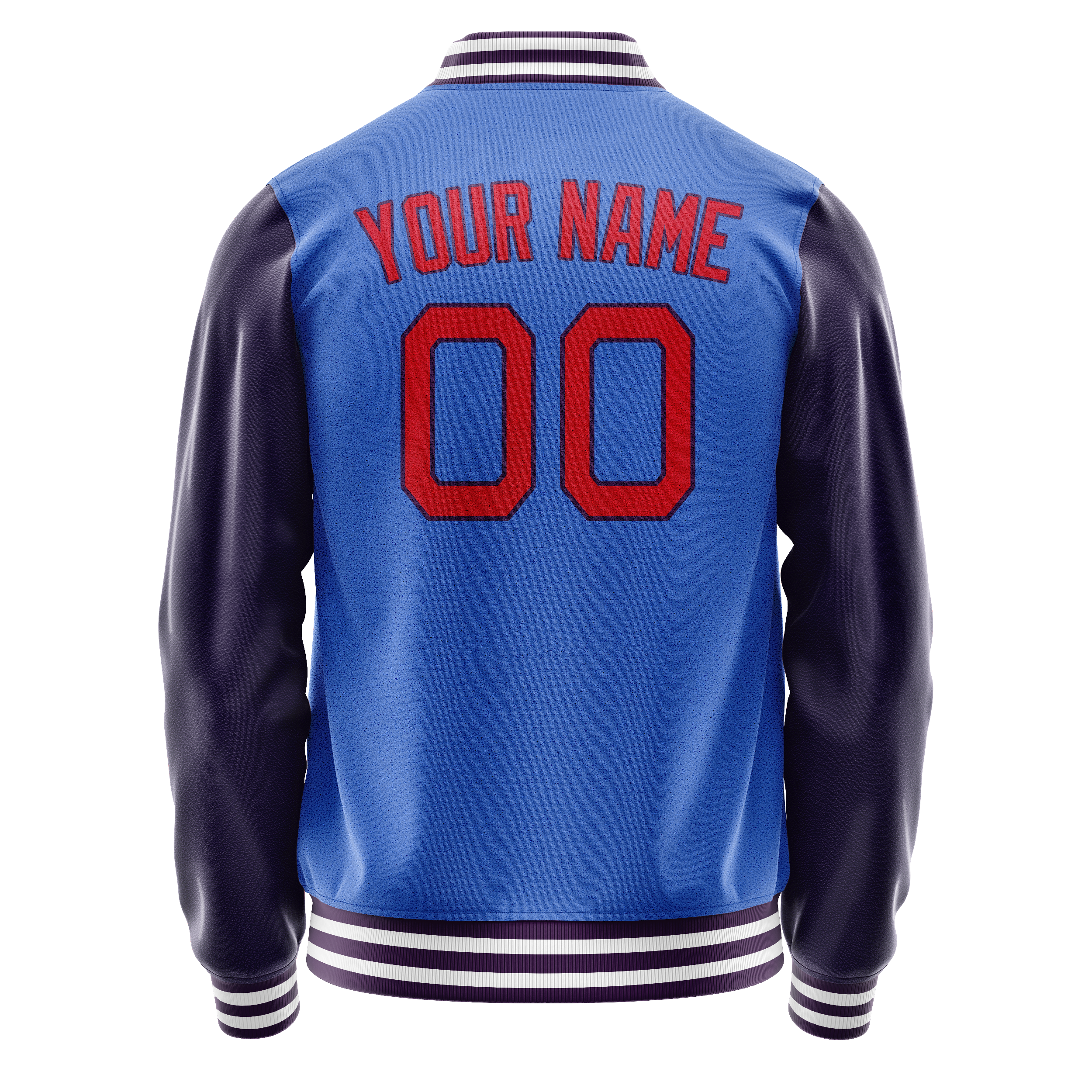 Custom Electric-Blue Purple Solid Color Varsity Letterman Jacket JA02240617YH121