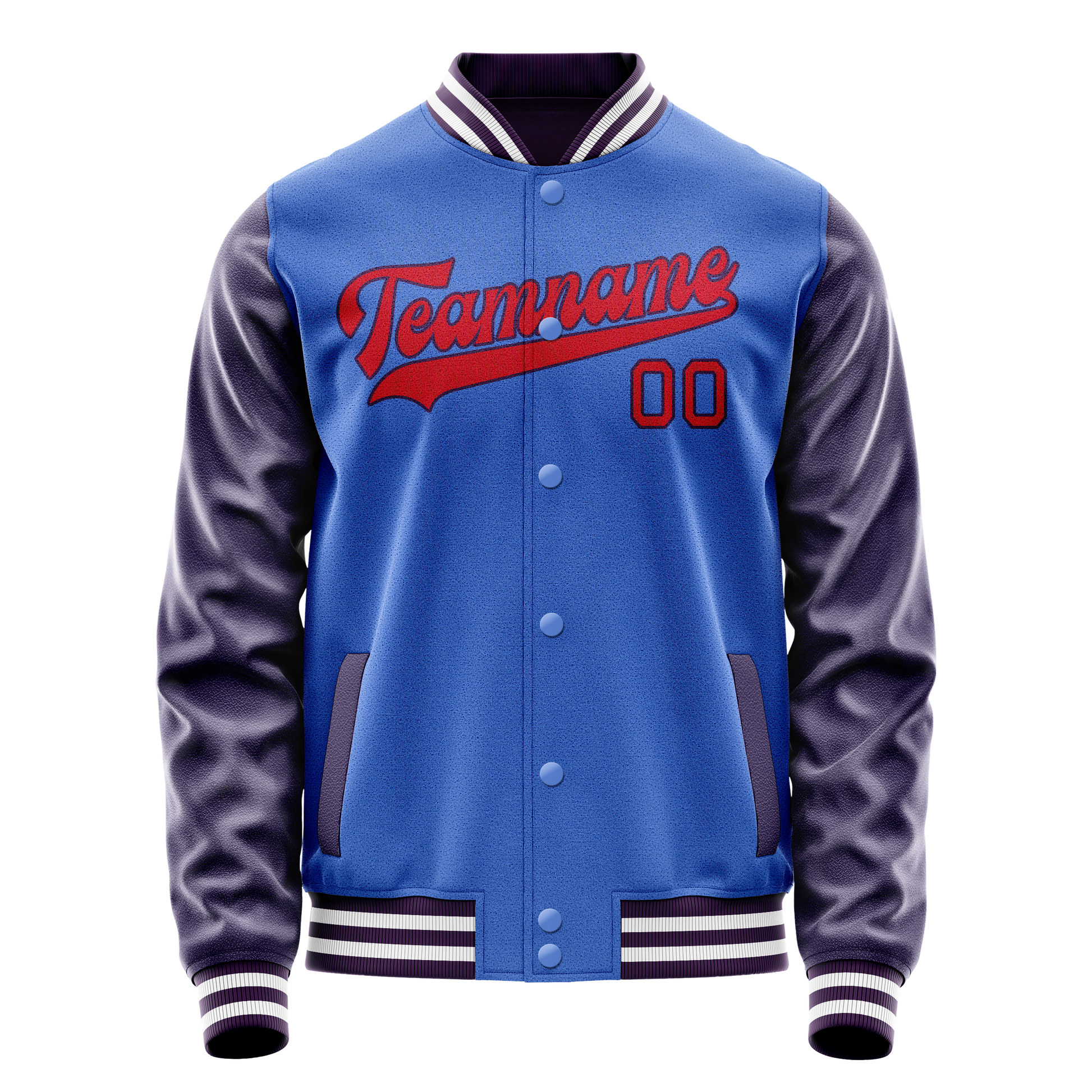 Custom Electric-Blue Purple Solid Color Varsity Letterman Jacket JA02240617YH121
