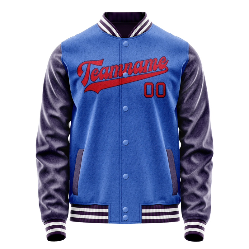 Custom Electric-Blue Purple Solid Color Varsity Letterman Jacket JA02240617YH121