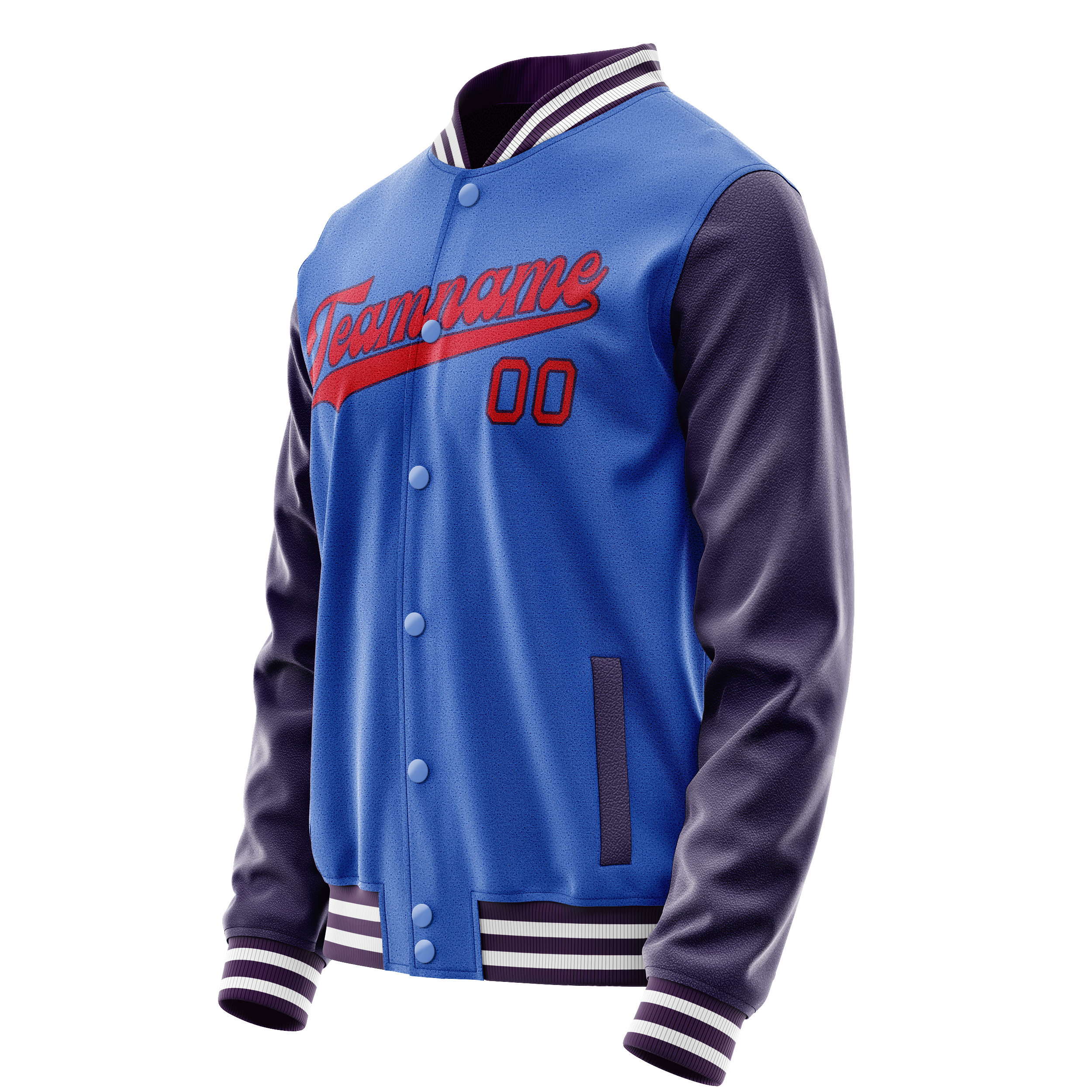 Custom Electric-Blue Purple Solid Color Varsity Letterman Jacket JA02240617YH121