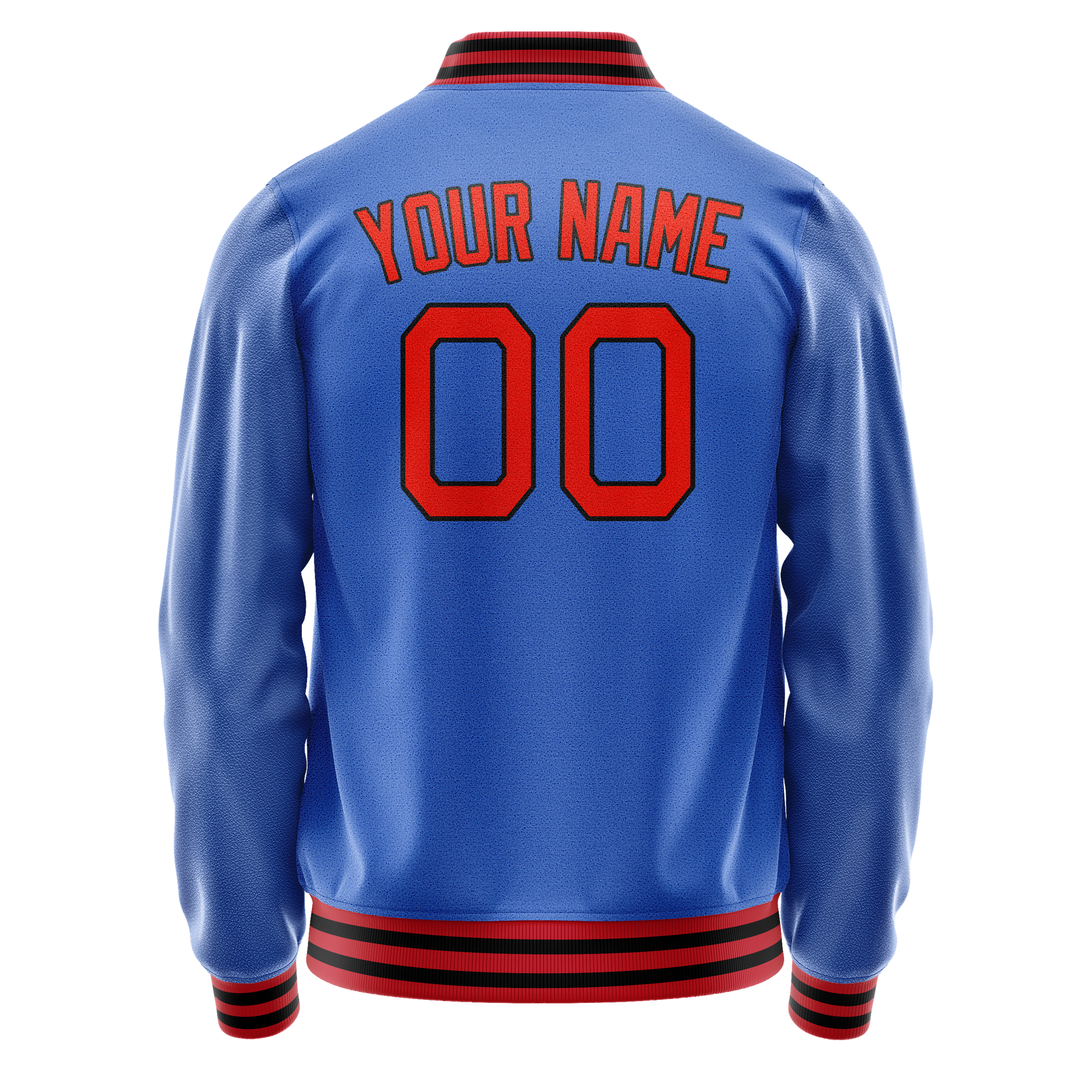 Custom Electric-Blue Orange Solid Color Varsity Letterman Jacket JA02240617YH125