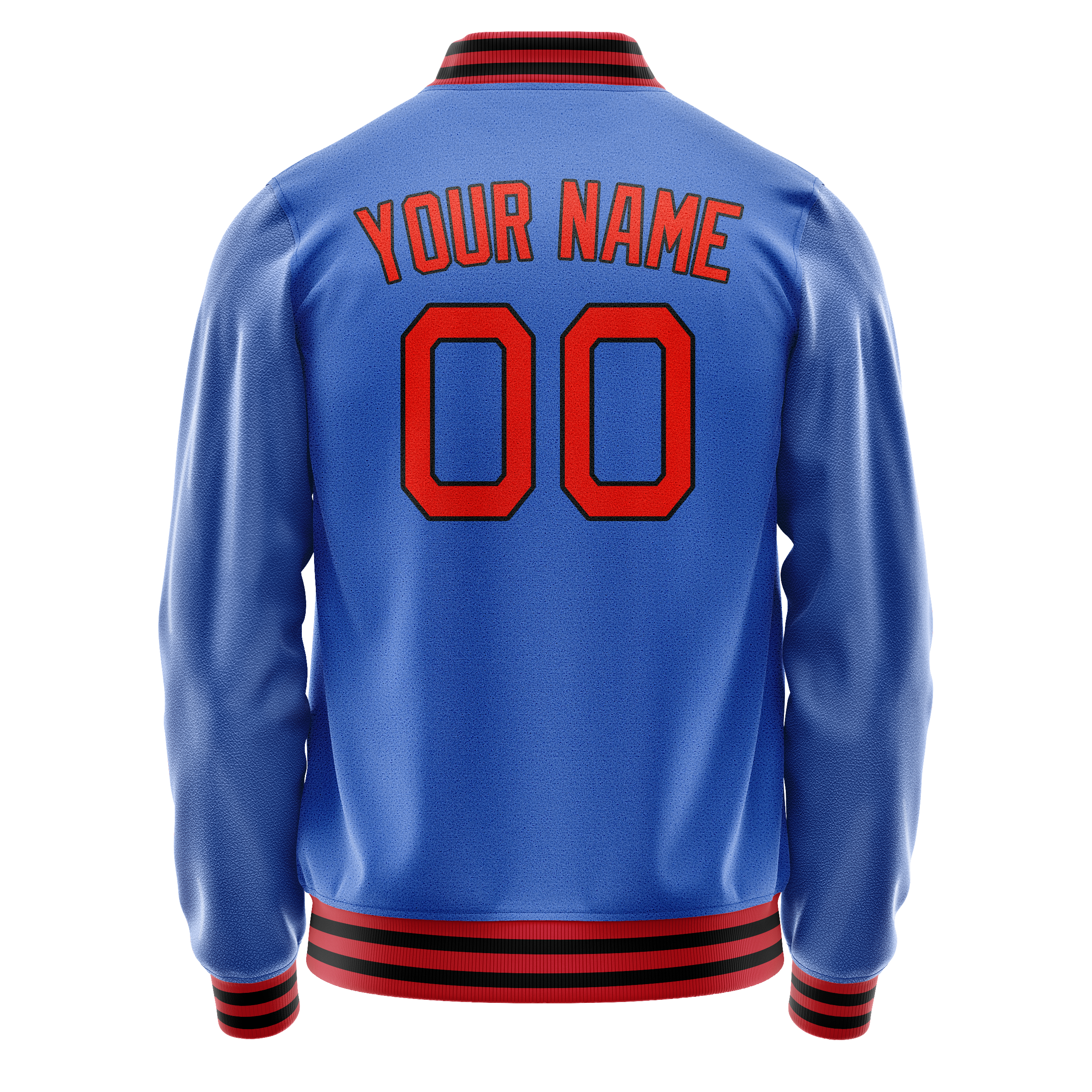 Custom Electric-Blue Orange Solid Color Varsity Letterman Jacket JA02240617YH125