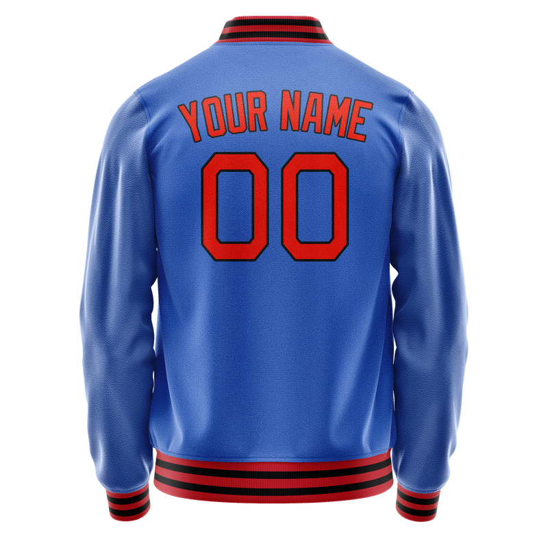 Custom Electric-Blue Orange Solid Color Varsity Letterman Jacket JA02240617YH125