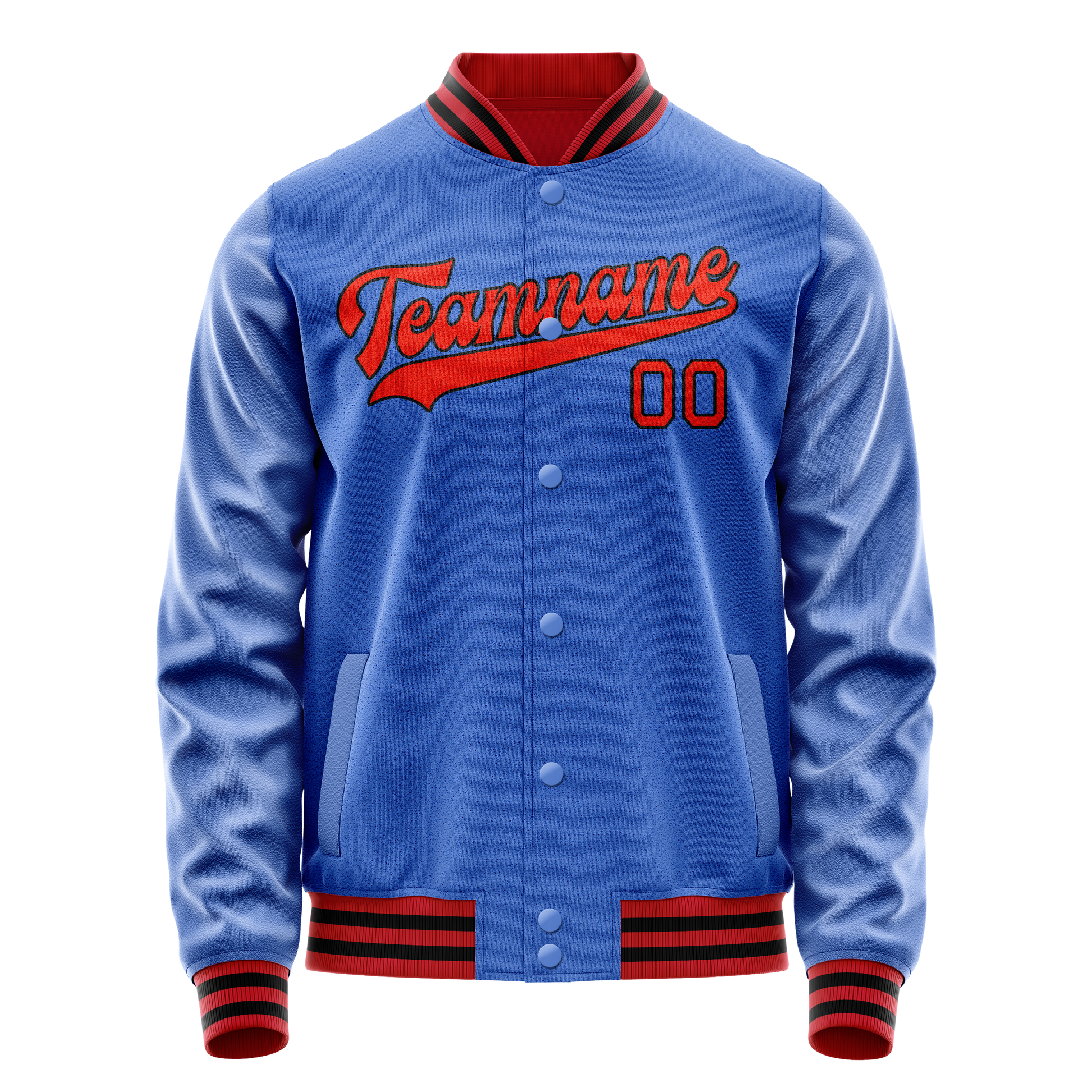 Custom Electric-Blue Orange Solid Color Varsity Letterman Jacket JA02240617YH125