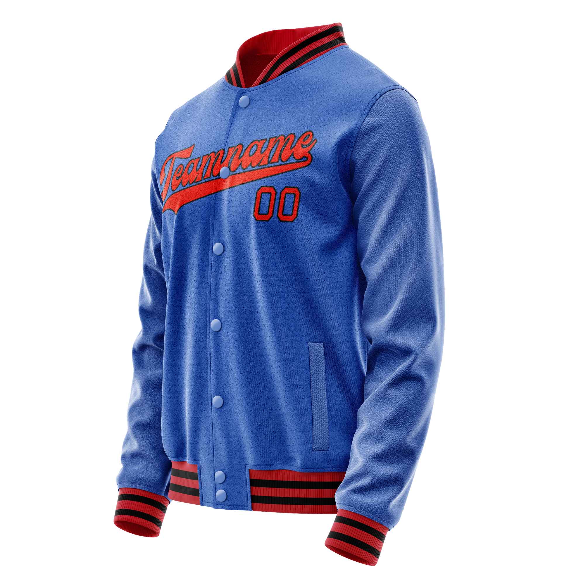 Custom Electric-Blue Orange Solid Color Varsity Letterman Jacket JA02240617YH125