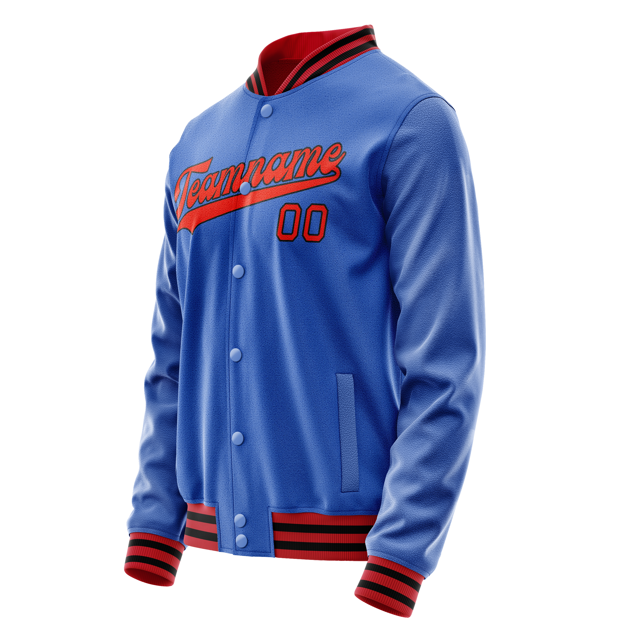 Custom Electric-Blue Orange Solid Color Varsity Letterman Jacket JA02240617YH125