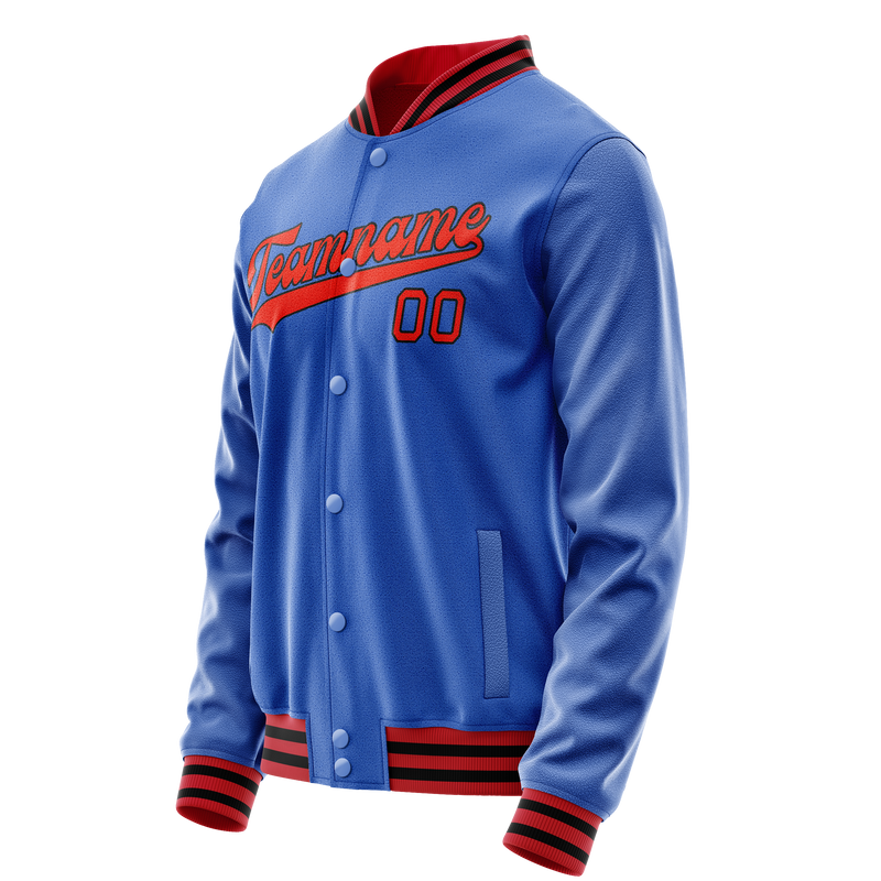 Custom Electric-Blue Orange Solid Color Varsity Letterman Jacket JA02240617YH125