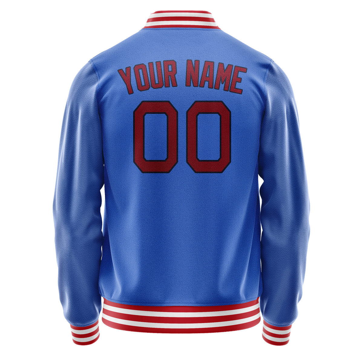Custom Electric-Blue Crimson Solid Color Varsity Letterman Jacket JA02240617YH129