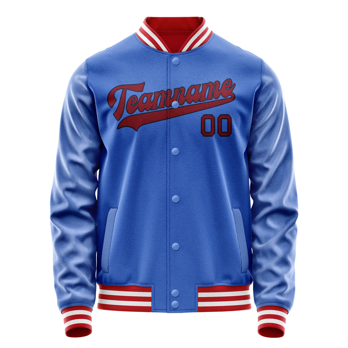 Custom Electric-Blue Crimson Solid Color Varsity Letterman Jacket JA02240617YH129