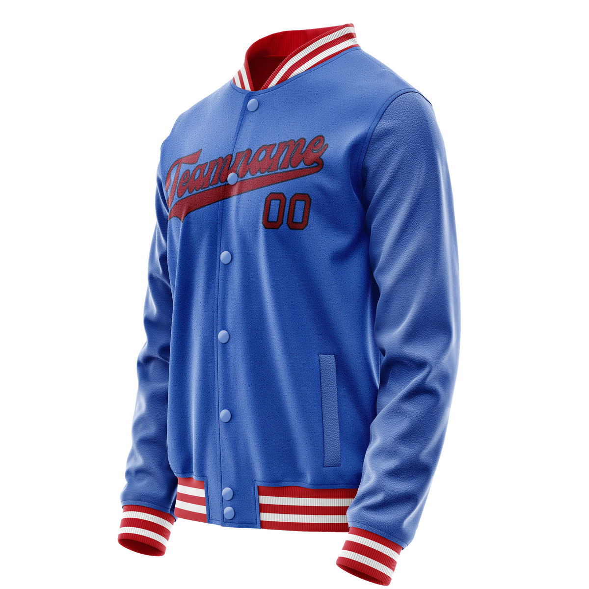 Custom Electric-Blue Crimson Solid Color Varsity Letterman Jacket JA02240617YH129
