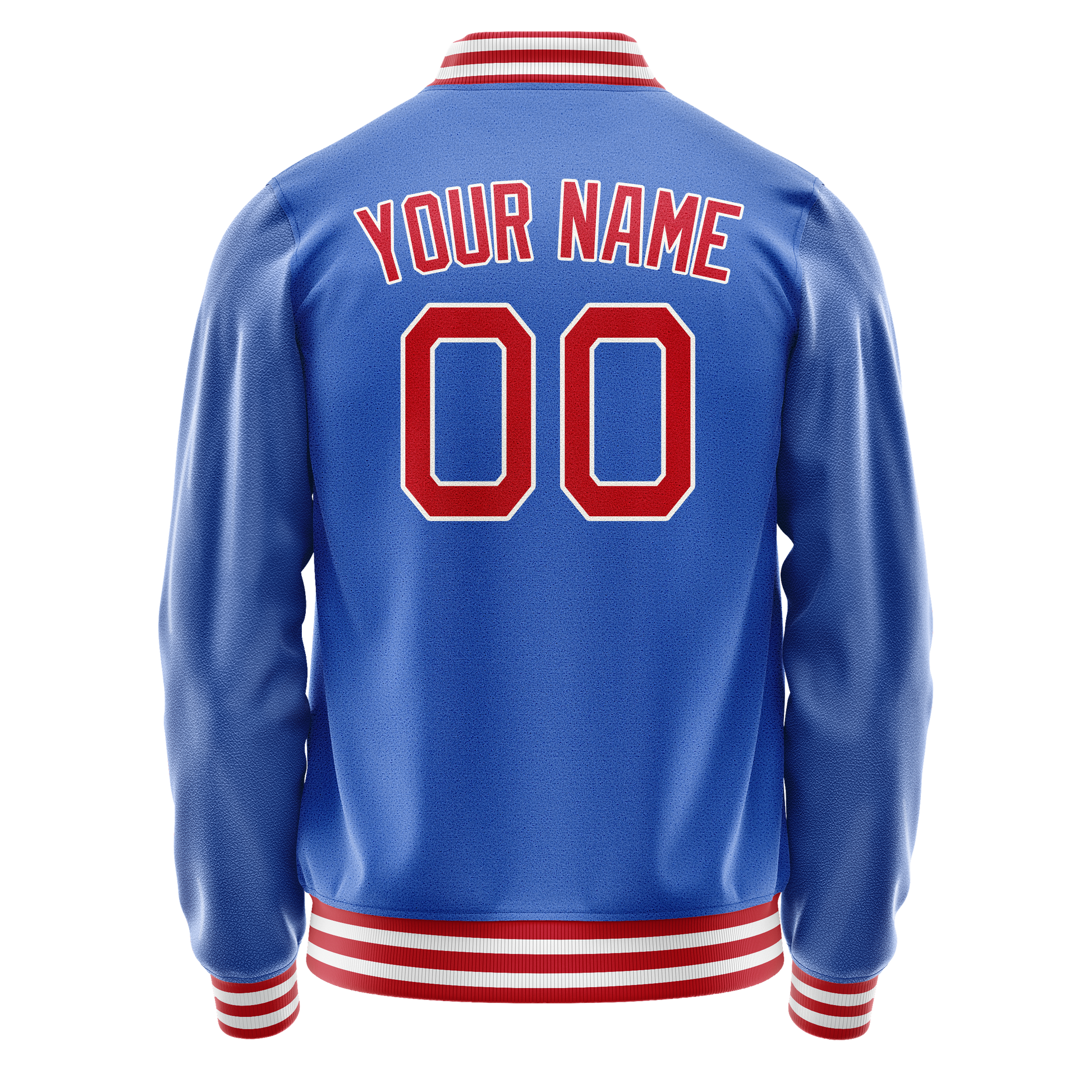 Custom Electric-Blue Crimson Solid Color Varsity Letterman Jacket JA02240617YH123