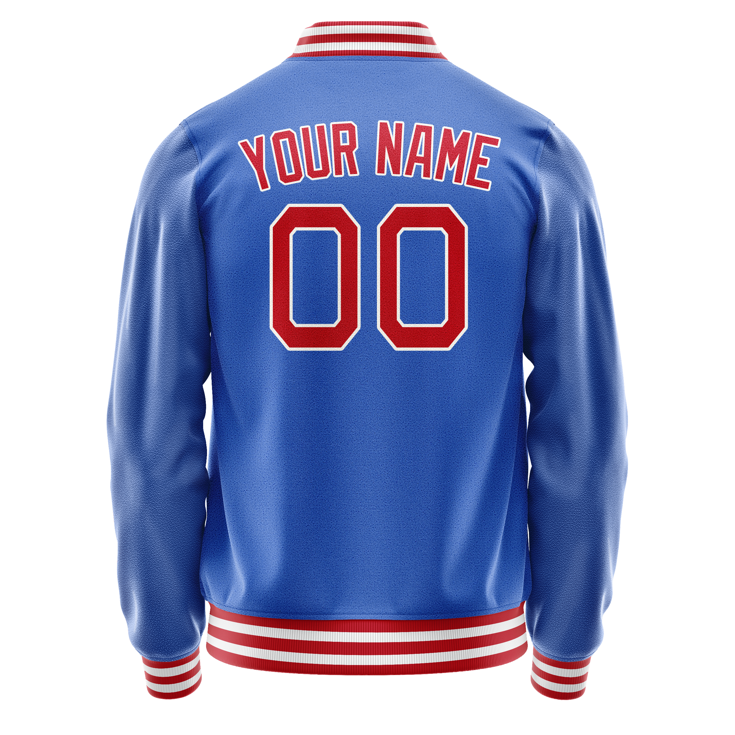 Custom Electric-Blue Crimson Solid Color Varsity Letterman Jacket JA02240617YH123