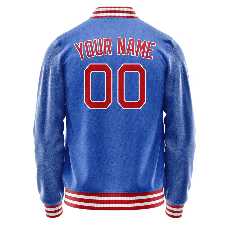 Custom Electric-Blue Crimson Solid Color Varsity Letterman Jacket JA02240617YH123