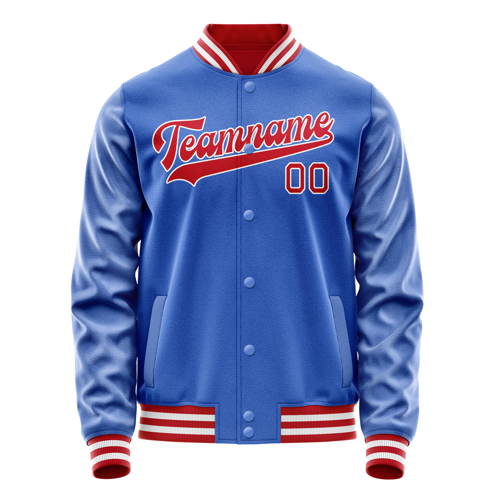 Custom Electric-Blue Crimson Solid Color Varsity Letterman Jacket JA02240617YH123